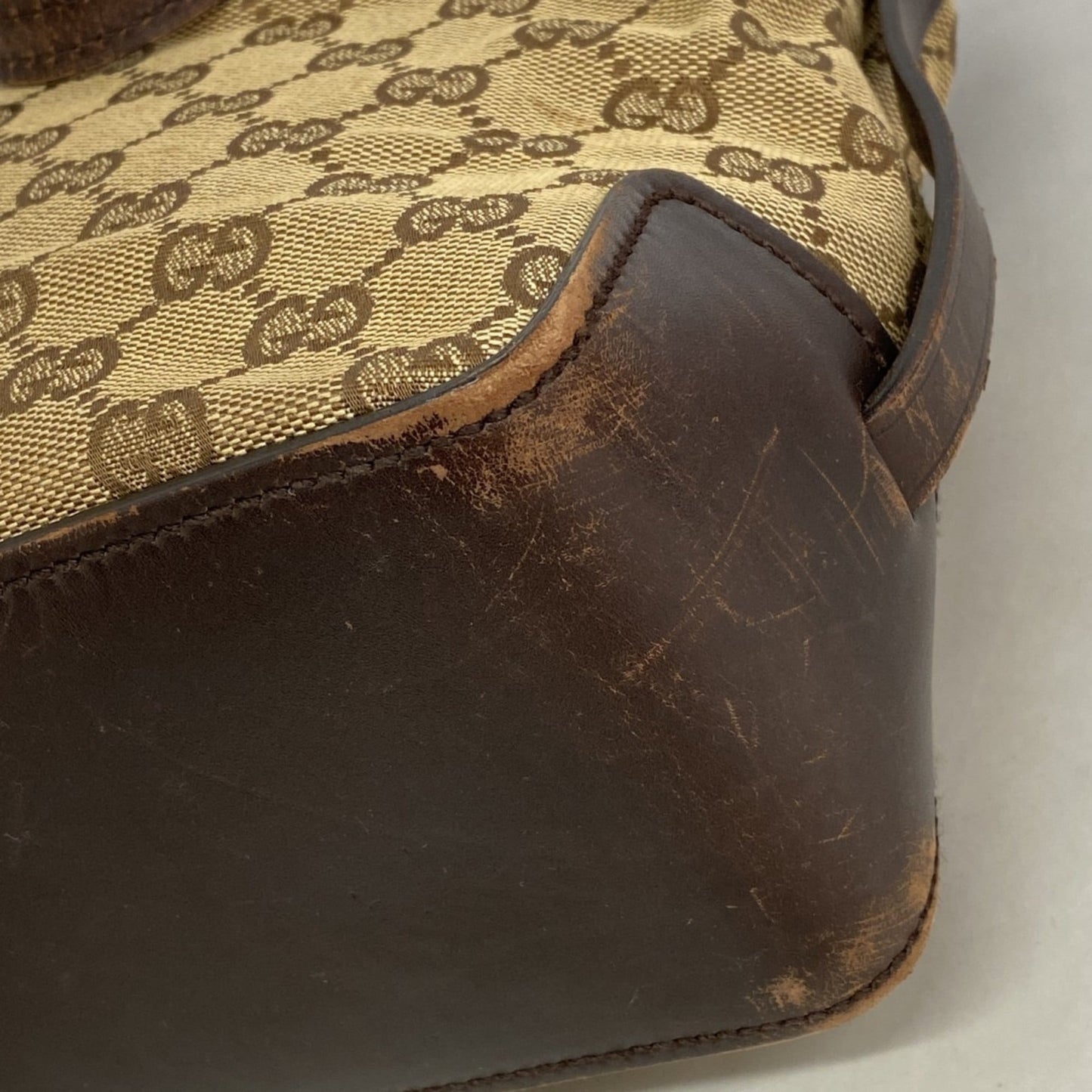 Gucci Beige Brown Canvas Handbag ( )