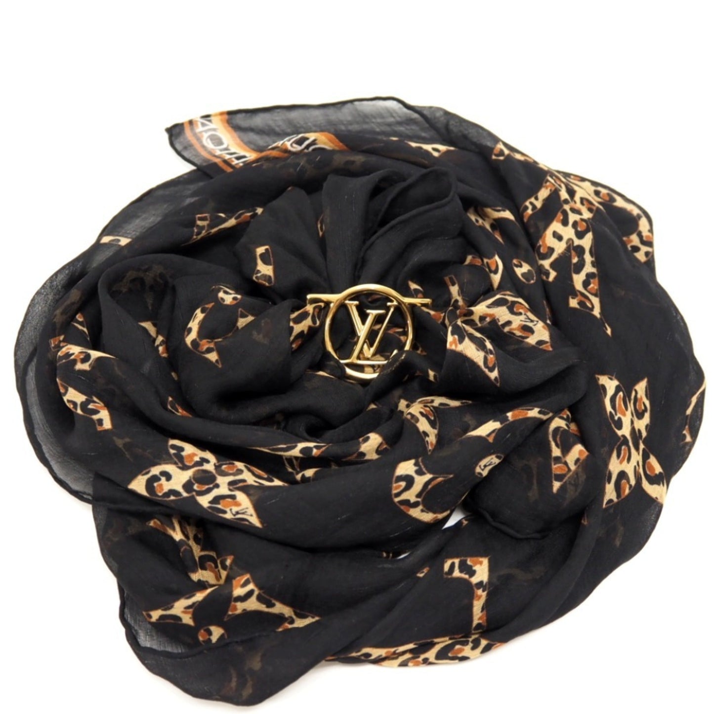 LOUIS VUITTON M77015 Etole Envy LV Wild at Heart Stole Black Unisex