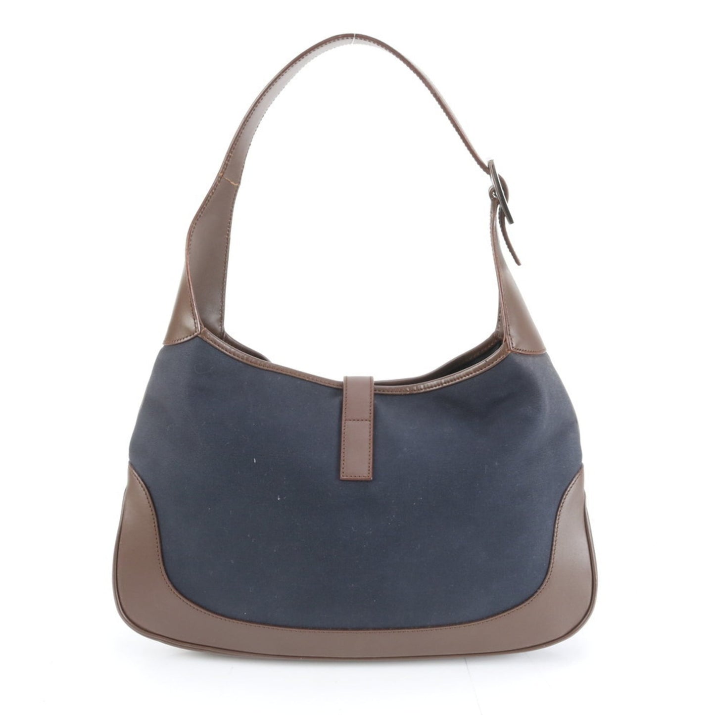 Gucci Brown Navy Leather Canvas Handbag Shoulder Bag ( )