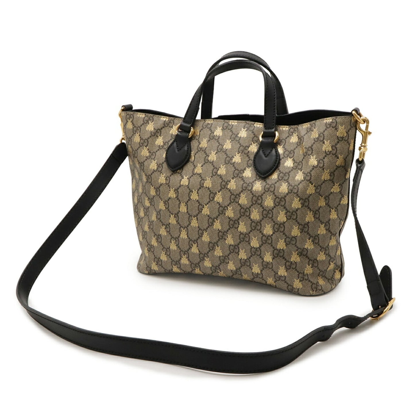 Gucci Beige Brown Gg Supreme Canvas Pvc Coated Canvas Leather Handbag Shoulder Bag Tote Bag ( )