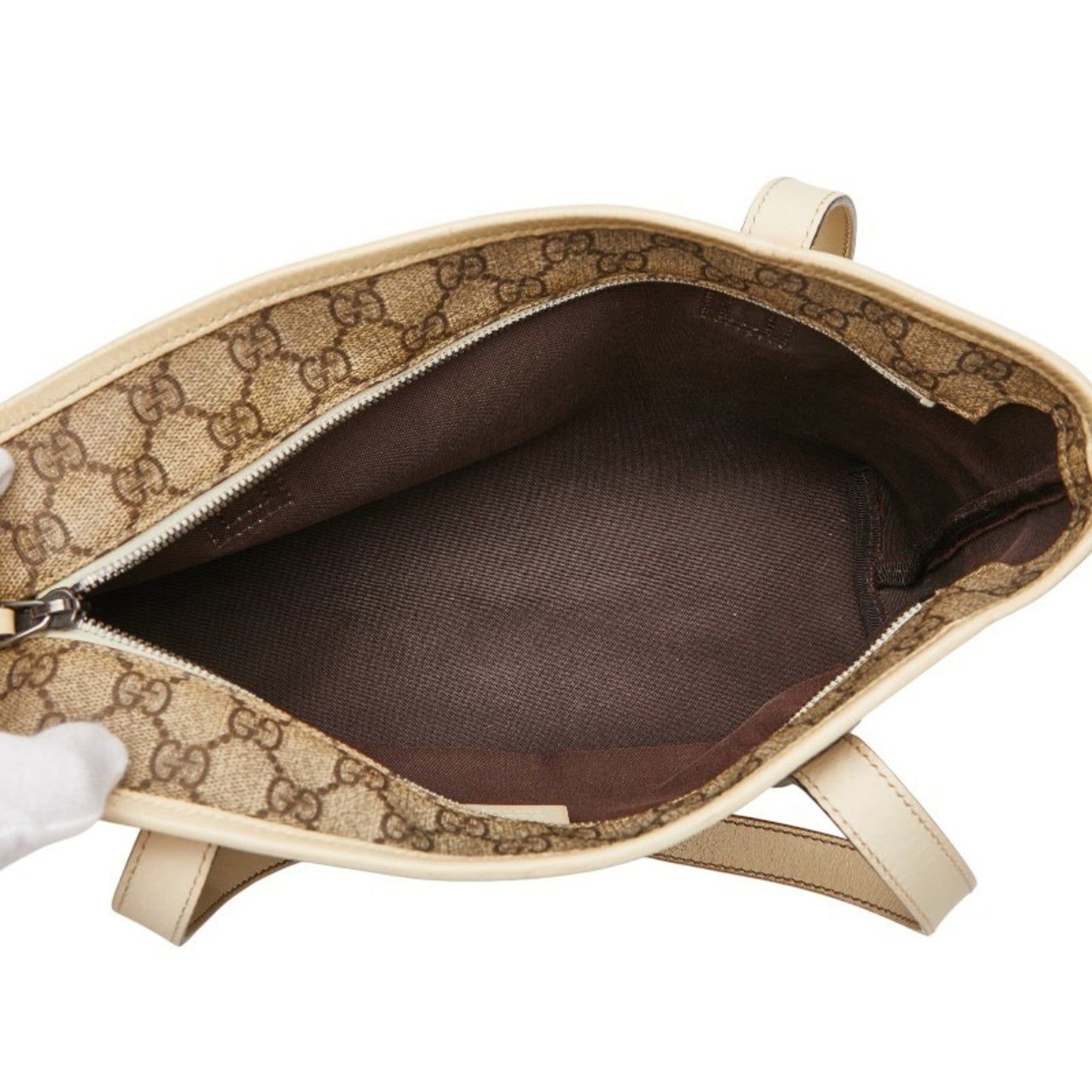 Gucci Beige Ivory Pvc Leather Handbag Tote Bag ( )
