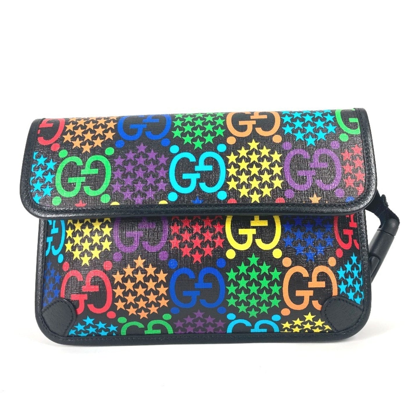 Gucci Black Multi-Color Leather Pvc Shoulder Bag Sling Bag ( )