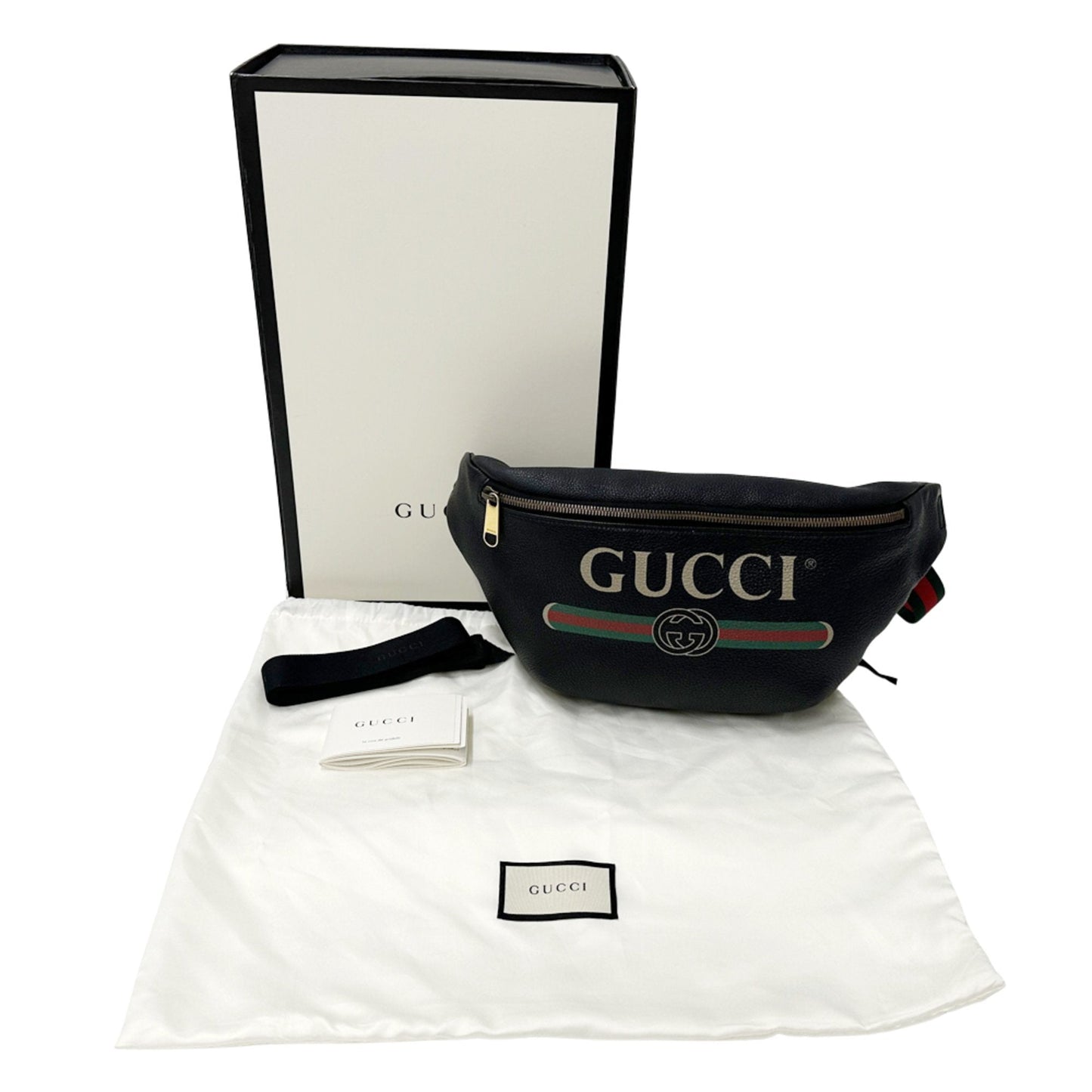 Gucci Black Leather Fanny Pack Sling Bag ( )
