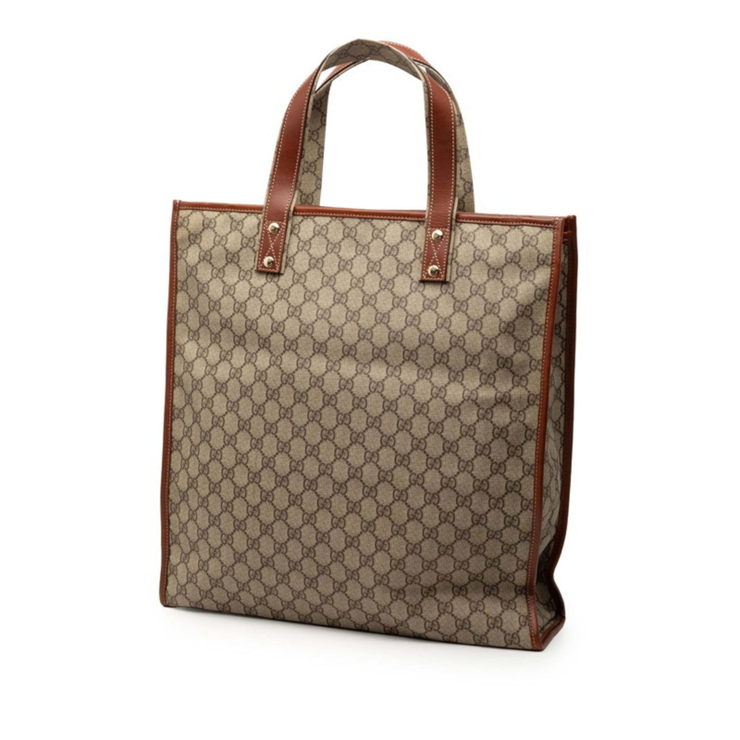 Gucci Beige Brown Gg Supreme Pvc Leather Tote Bag ( )