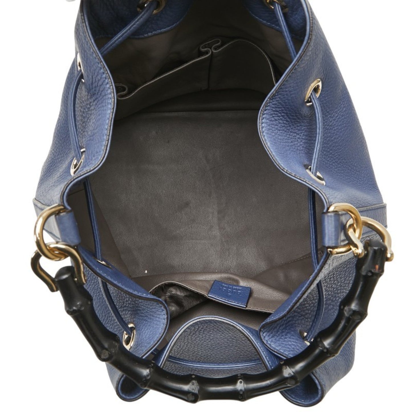 Gucci Bamboo Navy Leather Handbag Shoulder Bag ( )
