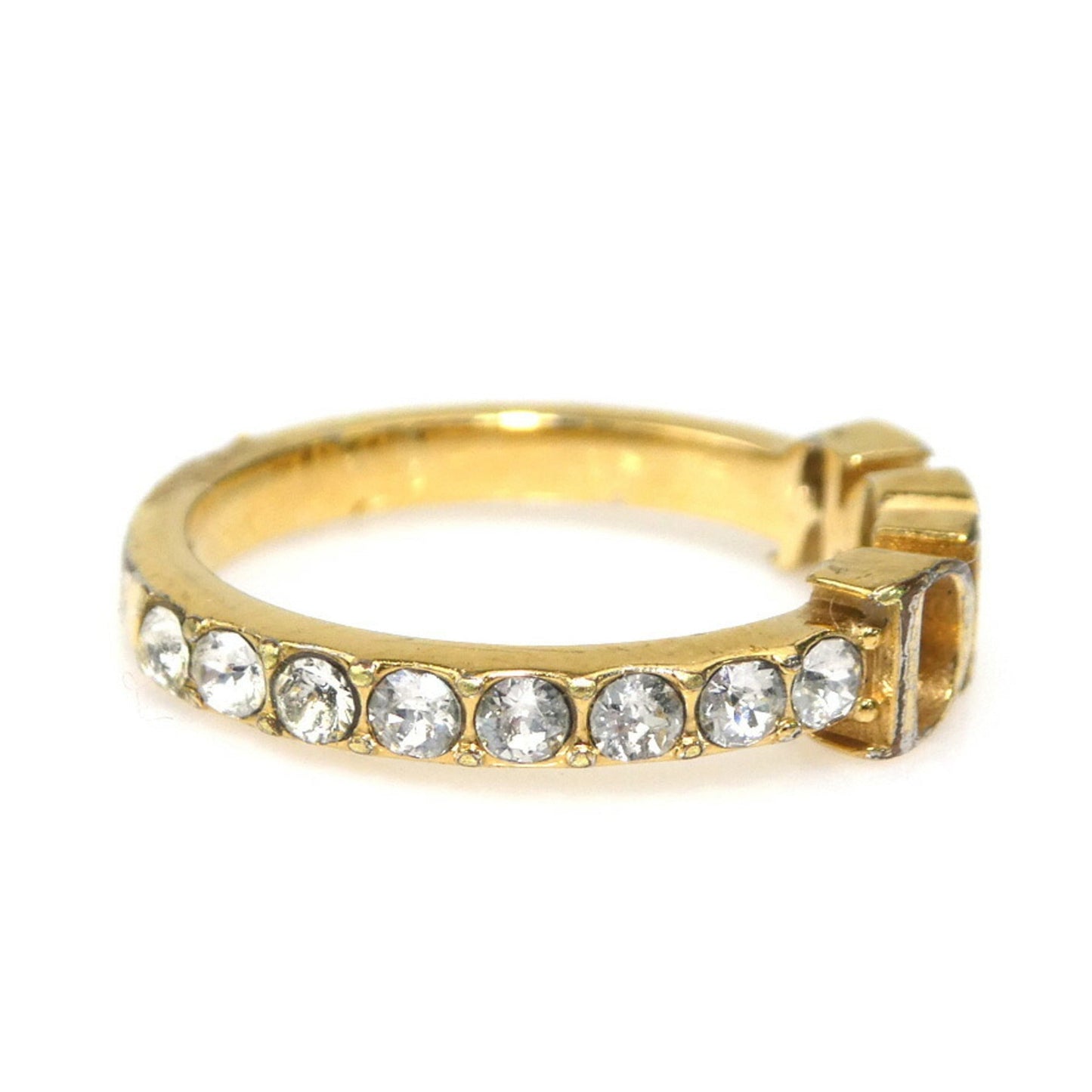 Christian Dior Gold Metal Rhinestone Band Ring ()
