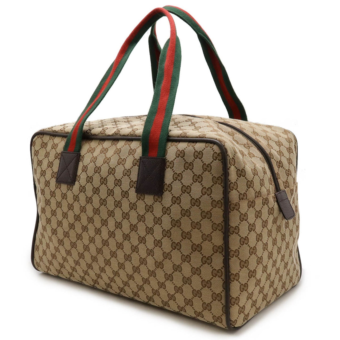 Gucci Gg Canvas Beige Green Khaki Red Color Canvas Leather Boston Bag Shoulder Bag