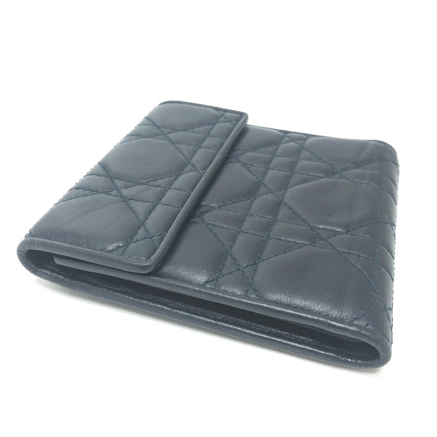 Christian Dior Cannage/Lady Dior Navy Leather Coin Purse/Coin Case ()