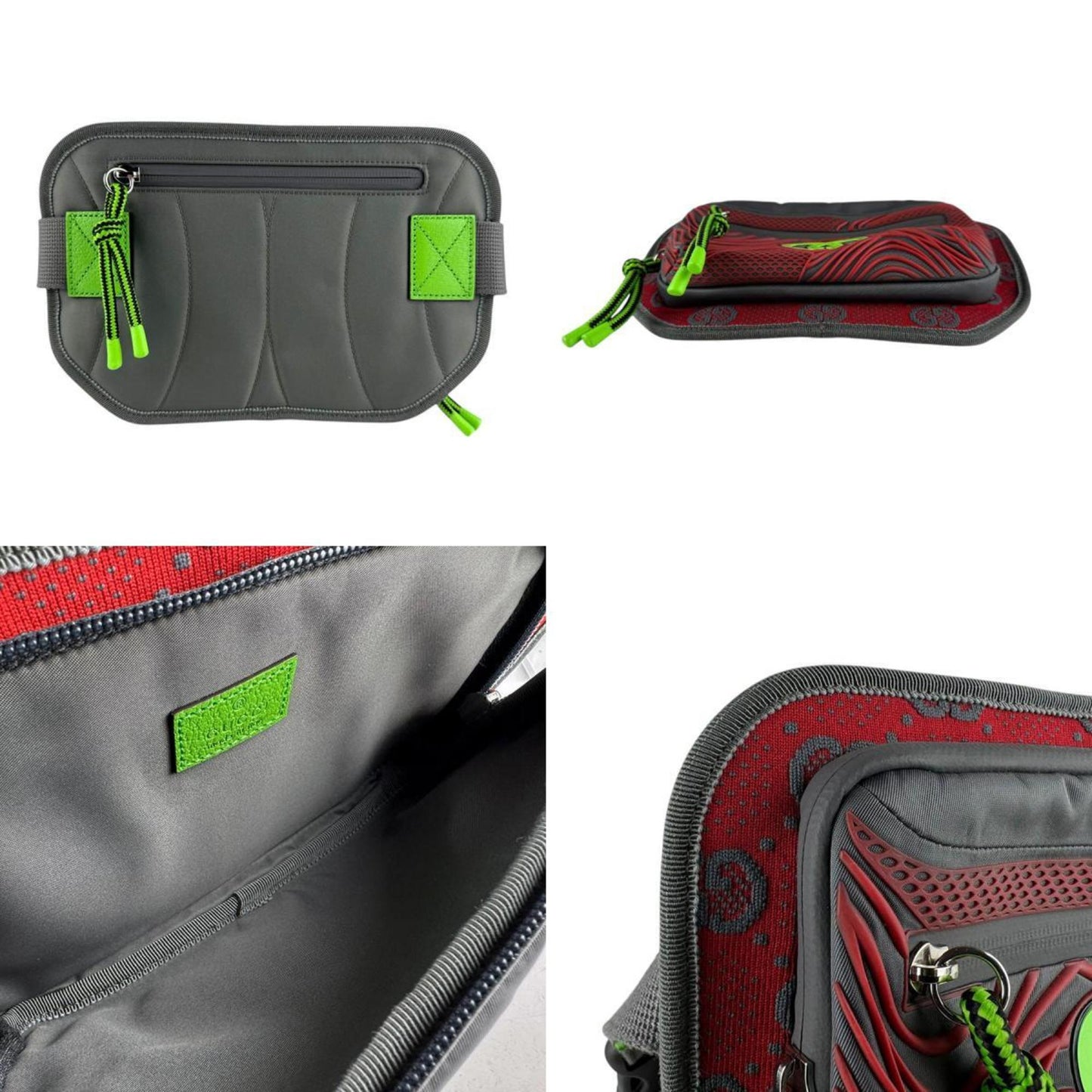 Gucci Gray Green Red Color Nylon Fanny Pack ( )