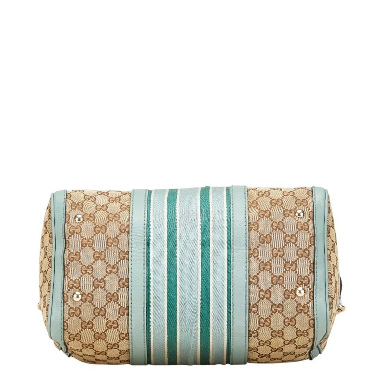 Gucci Beige Blue Canvas Leather Handbag Shoulder Bag ( )