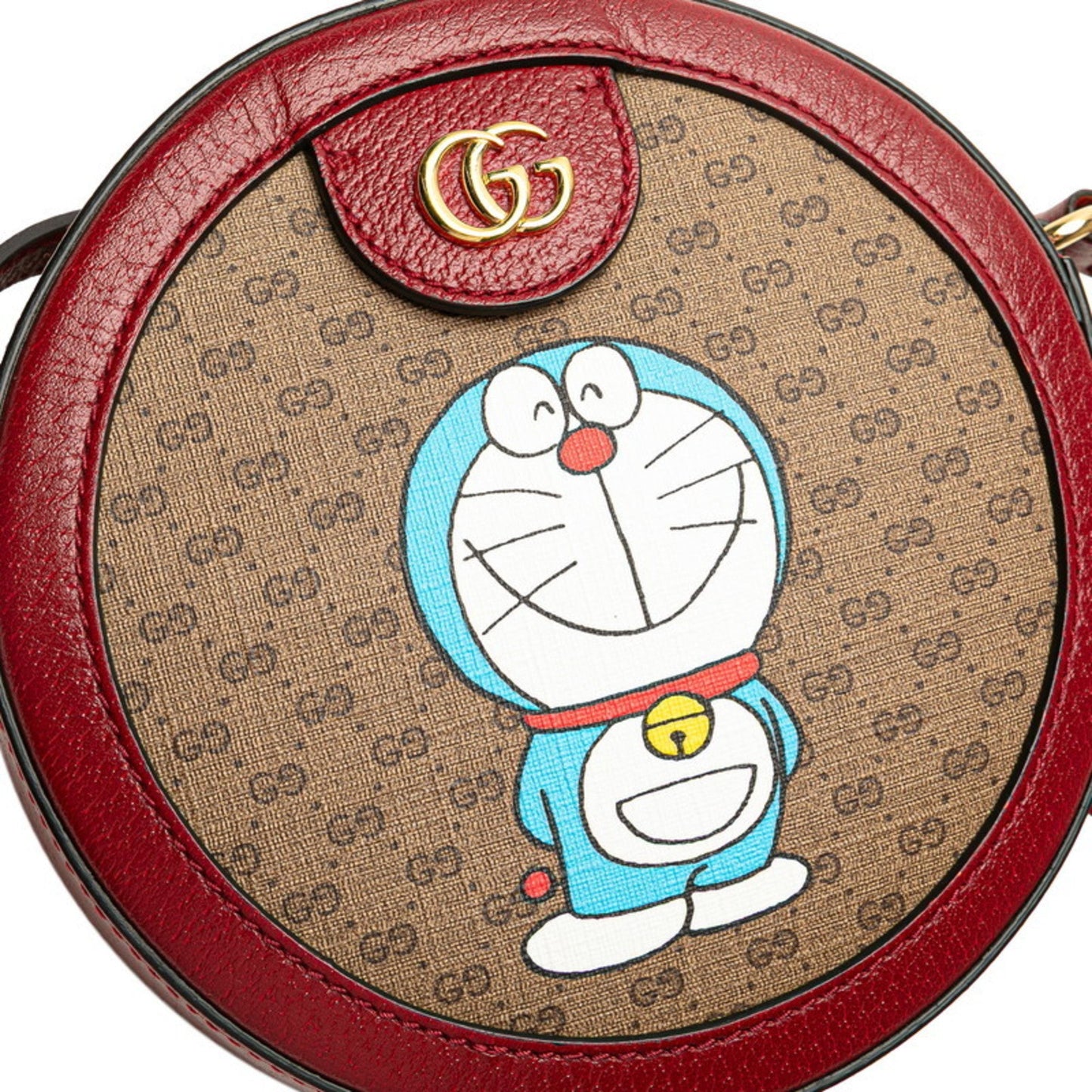 Gucci Brown Red Color Pvc Leather Shoulder Bag ( )