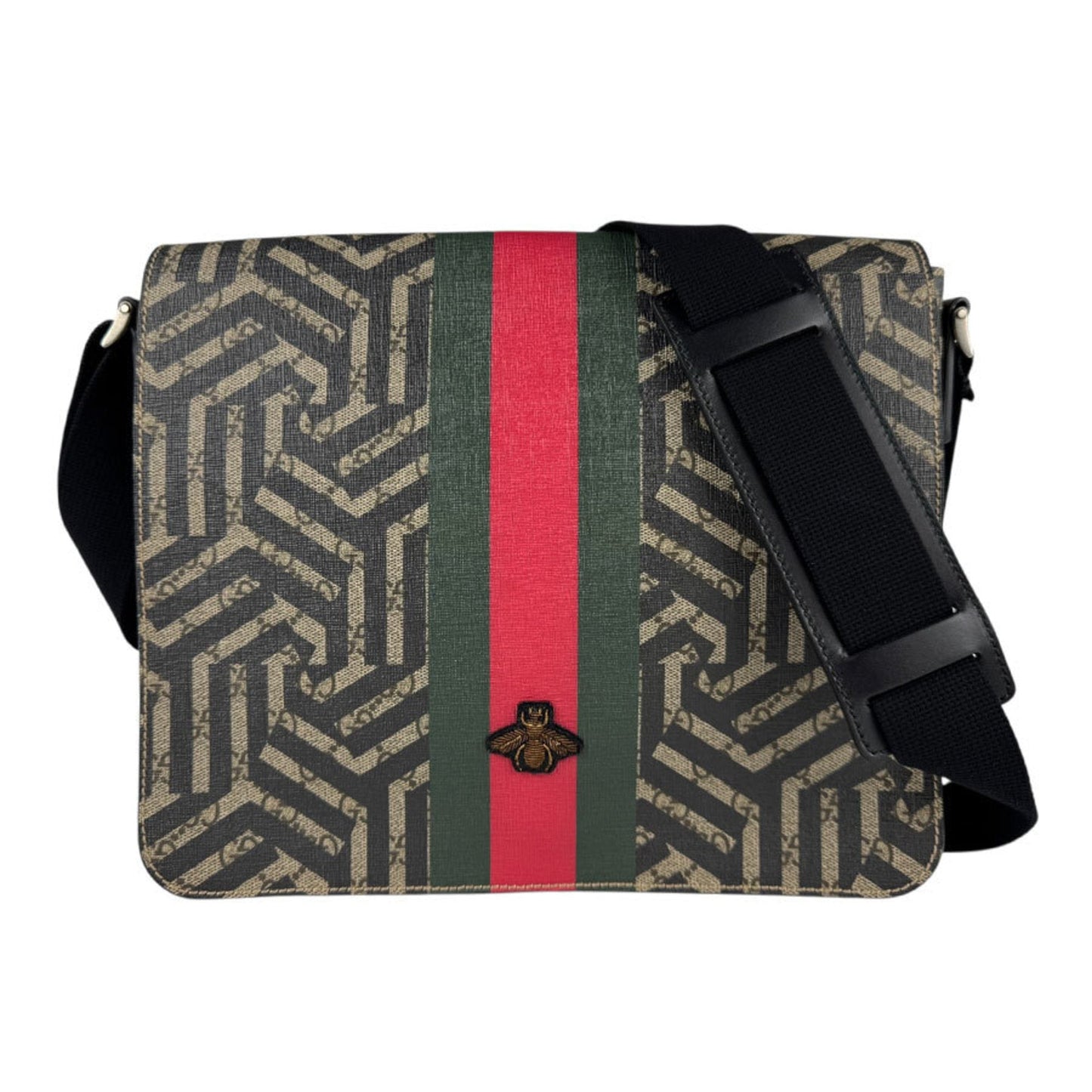 Gucci Beige Brown Black Gg Supreme Canvas Shoulder Bag ( )