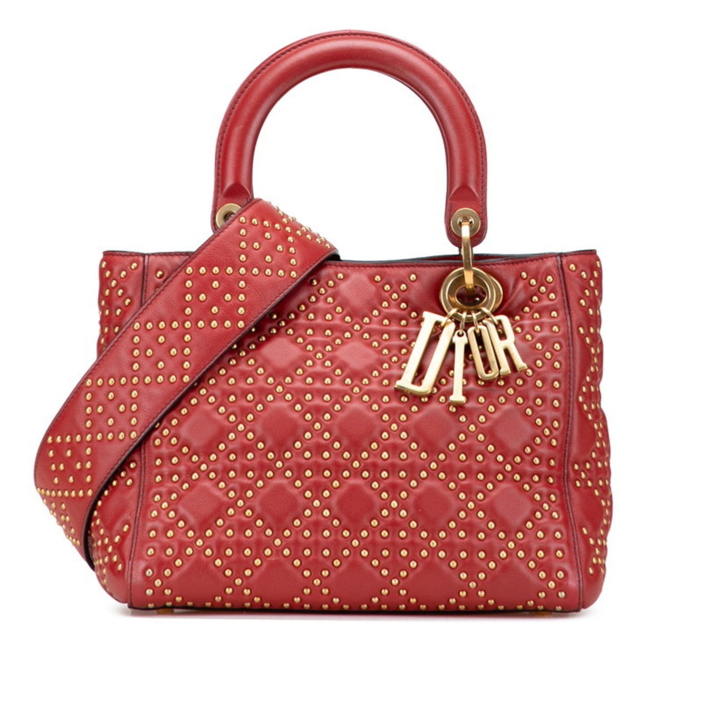 Christian Dior Lady Dior Red Color Leather Handbag Shoulder Bag ()
