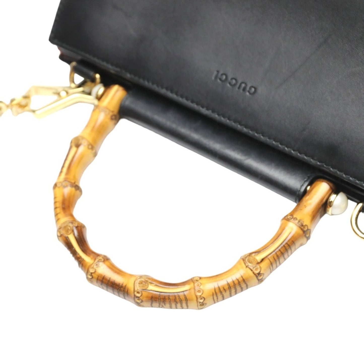 Gucci Bamboo Black Leather Handbag ( )