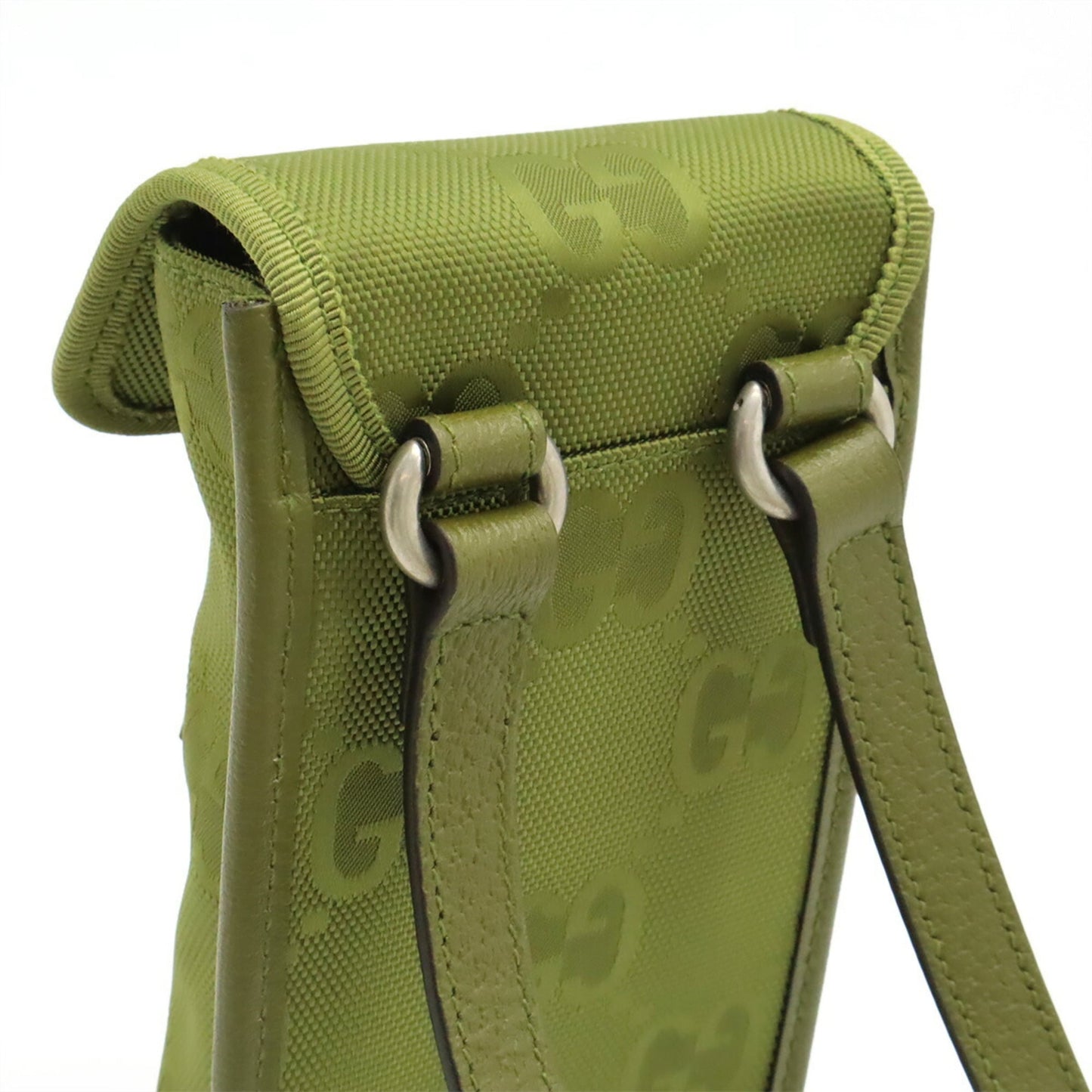 Gucci Green Khaki Nylon Canvas Leather Shoulder Bag ( )
