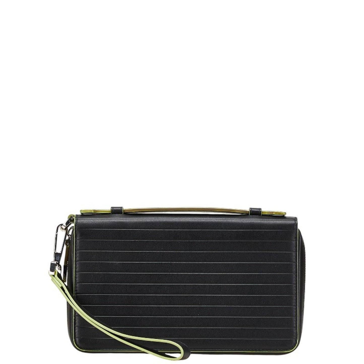 Christian Dior Black Light Green Leather Long Wallet (Bi-Fold) ()
