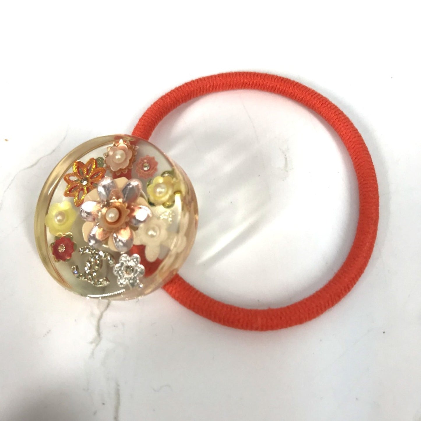 Chanel 16C hair accessories flower flowers Hair rubber Orange