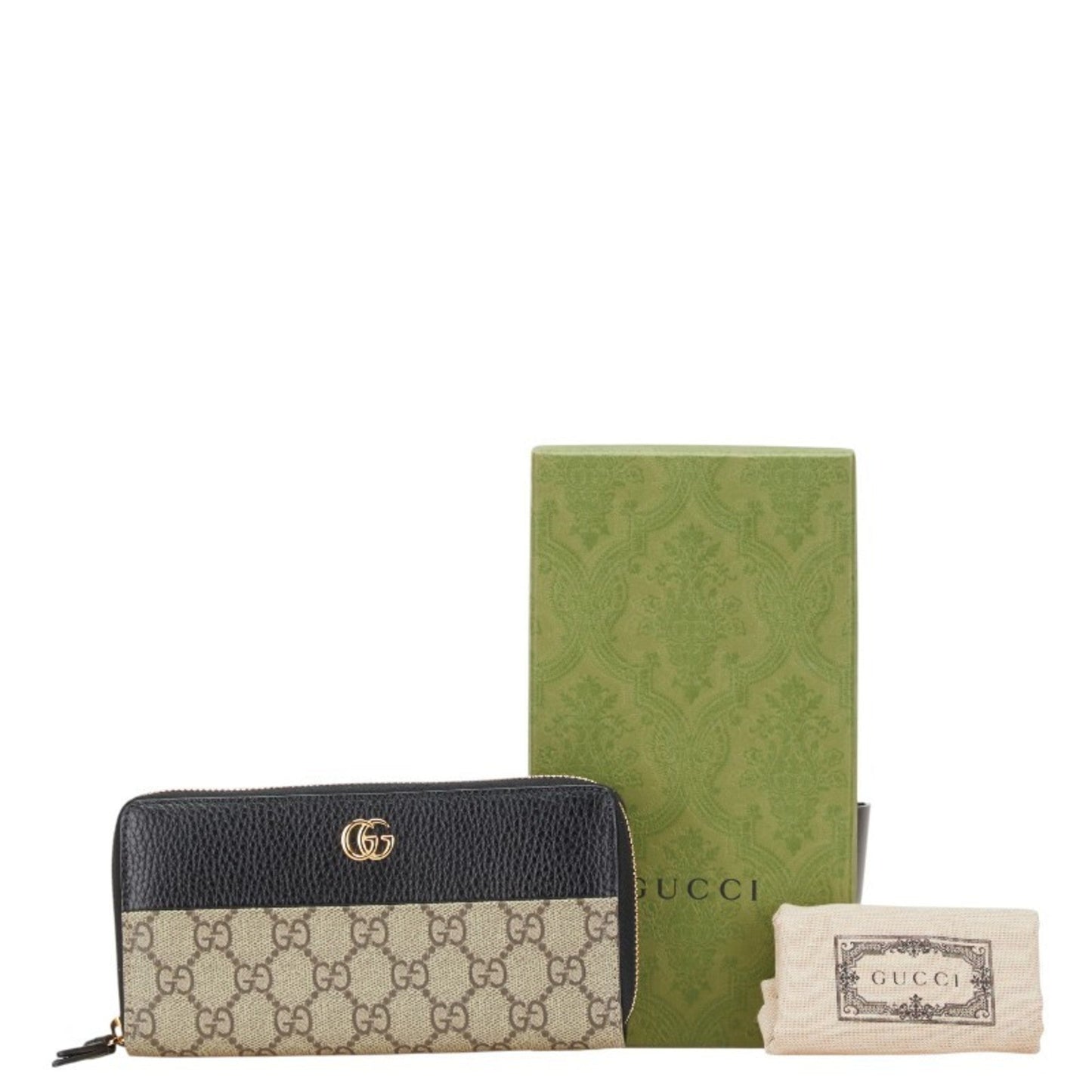 Gucci Beige Black Pvc Leather Long Wallet (Bi-Fold) ( )