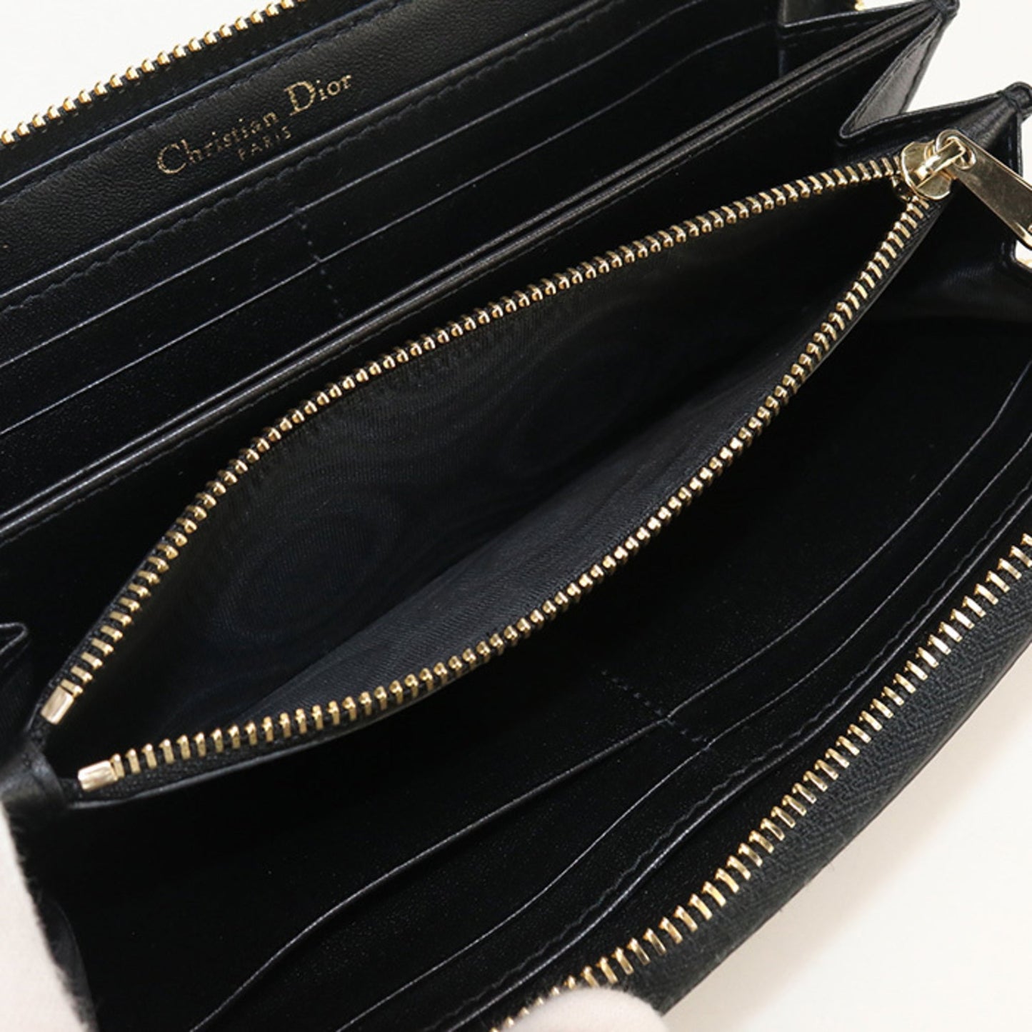 Christian Dior Black Leather Long Wallet (Bi-Fold) ()