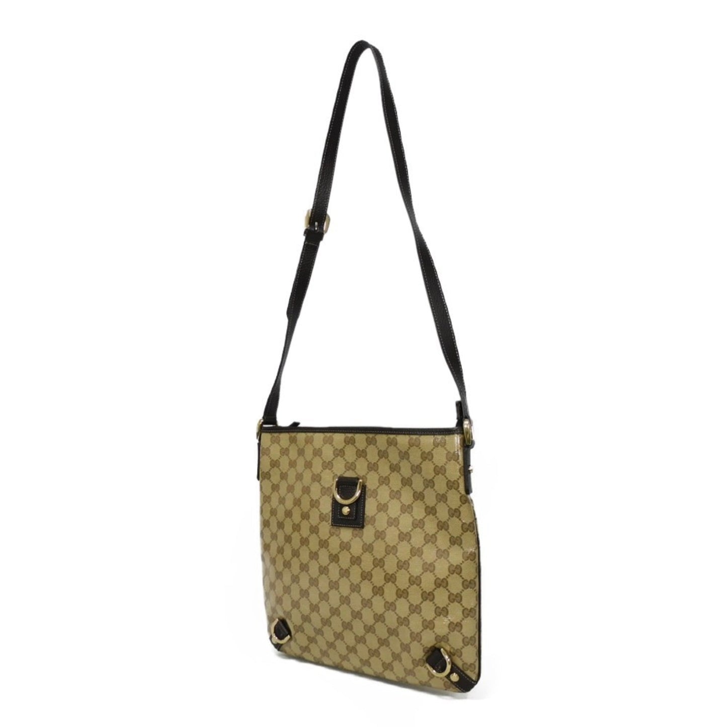 Gucci Beige Vinyl Coating Gg Crystal Canvas Messenger Bag Shoulder Bag