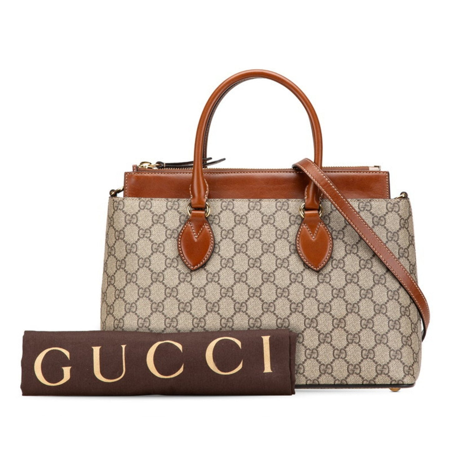 Gucci Beige Brown Pvc Leather Handbag Shoulder Bag ( )