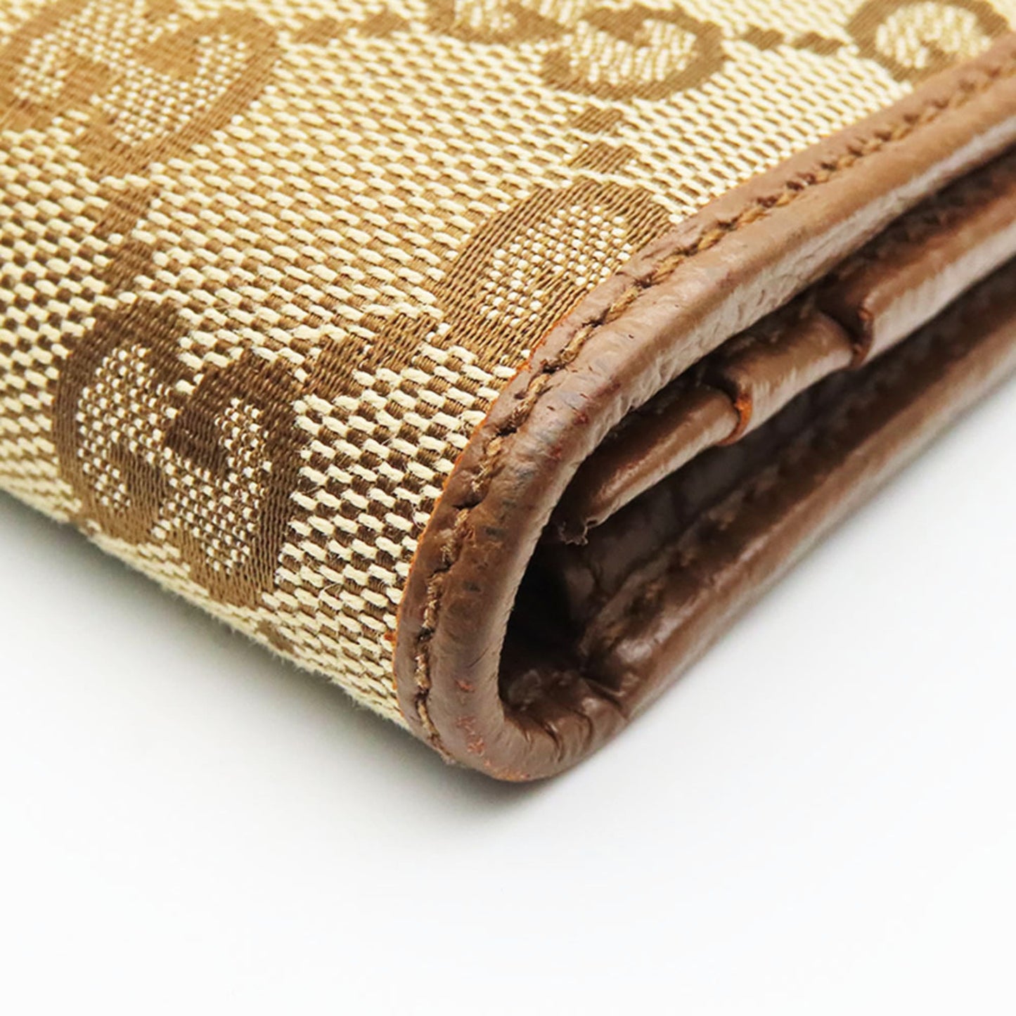 Gucci Brown Gg Canvas Leather Long Wallet (Bi-Fold) ( )