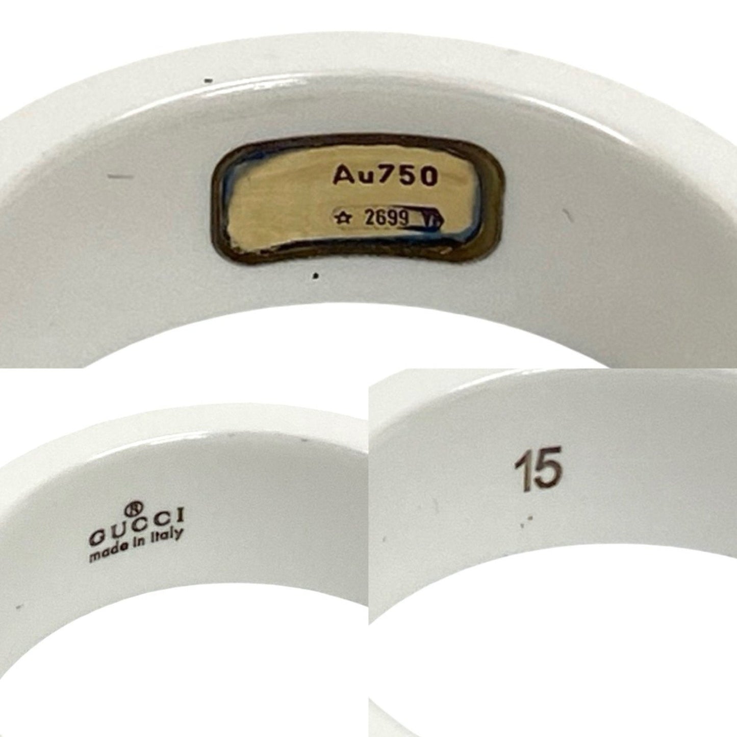 Gucci Gold White Ceramic Band Ring ( )