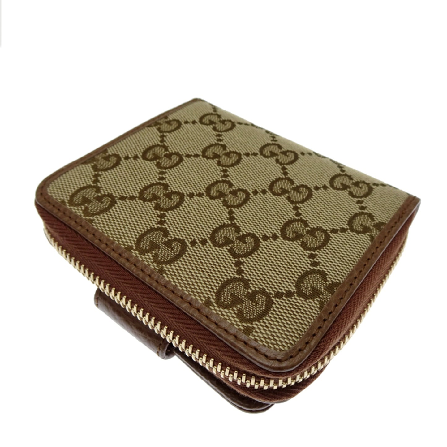 Gucci Beige Brown Gg Canvas Leather Wallet (Bi-Fold) ( )