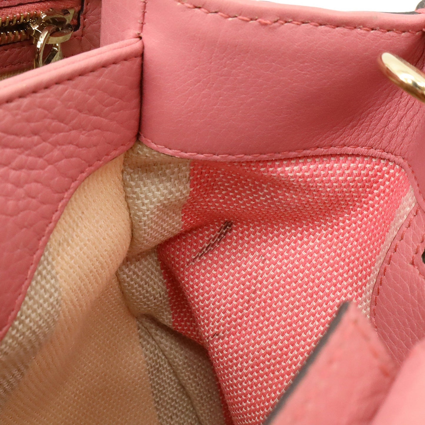 Gucci Pink Straw Leather Bamboo Handbag Shoulder Bag ( )