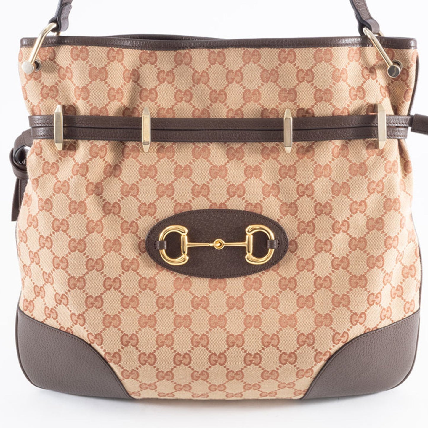 Gucci Beige Brown Gg Canvas Leather Shoulder Bag ( )