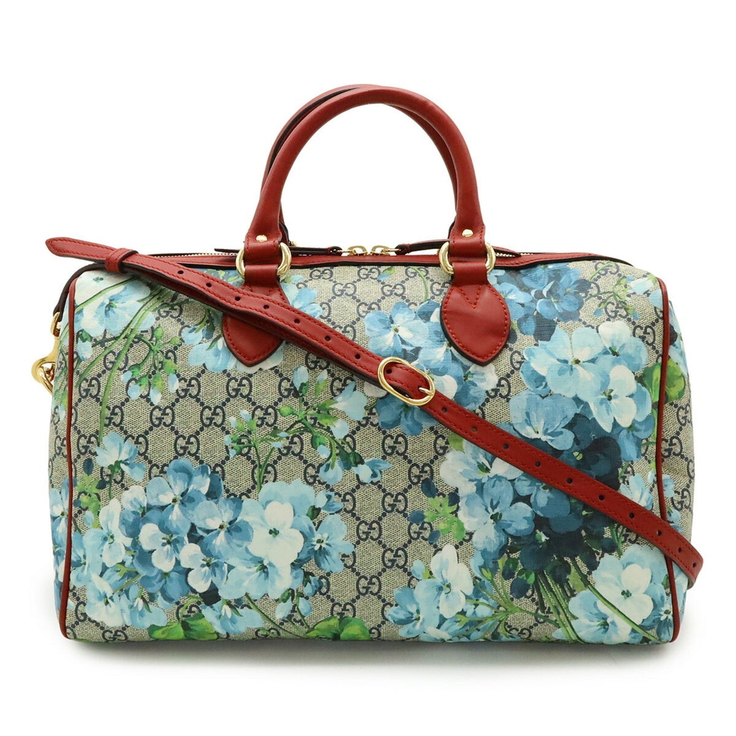 Gucci Beige Blue Multi-Color Red Color Gg Supreme Leather Boston Bag Handbag Shoulder Bag ( )