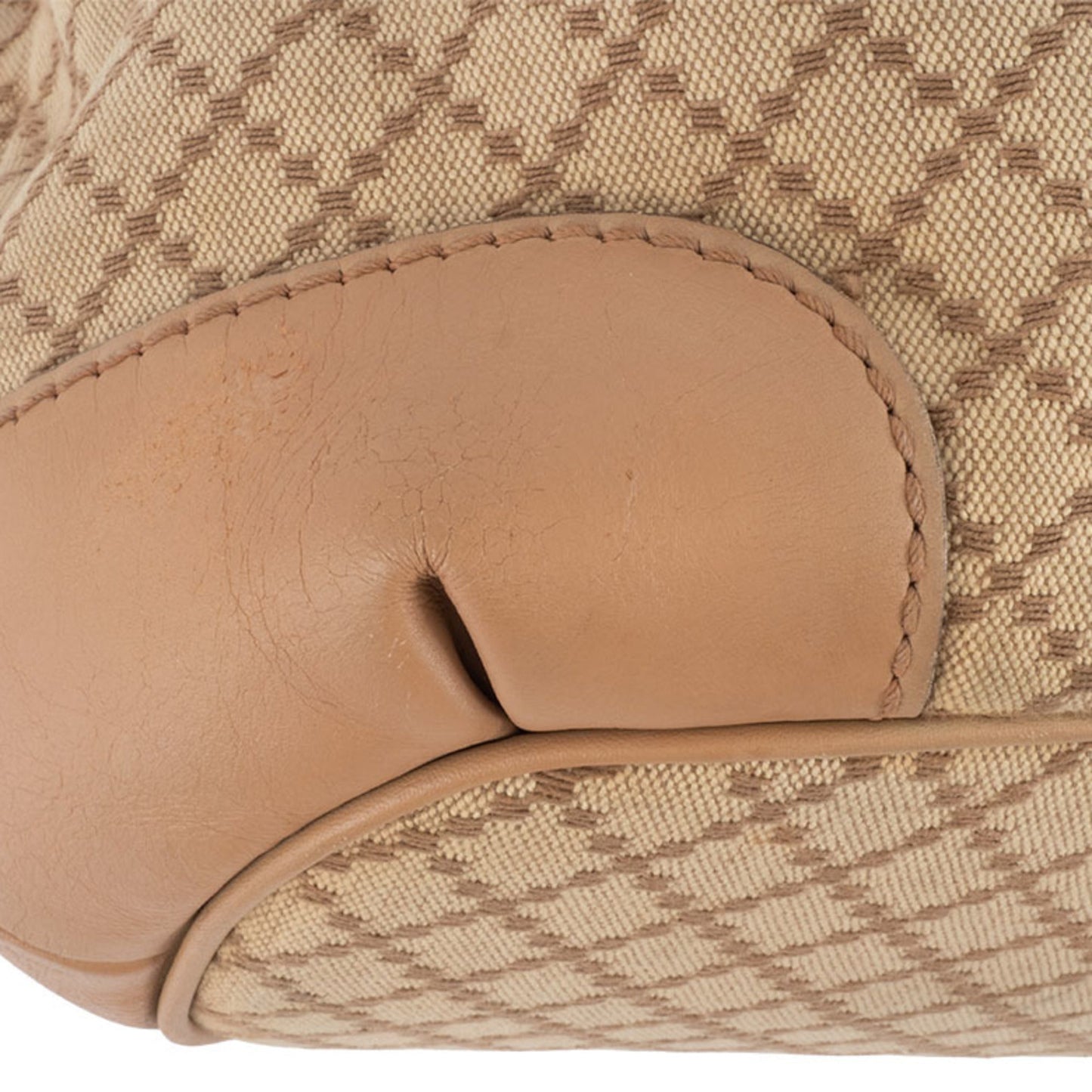 Gucci Diamante Beige Canvas Leather Handbag Shoulder Bag ( )