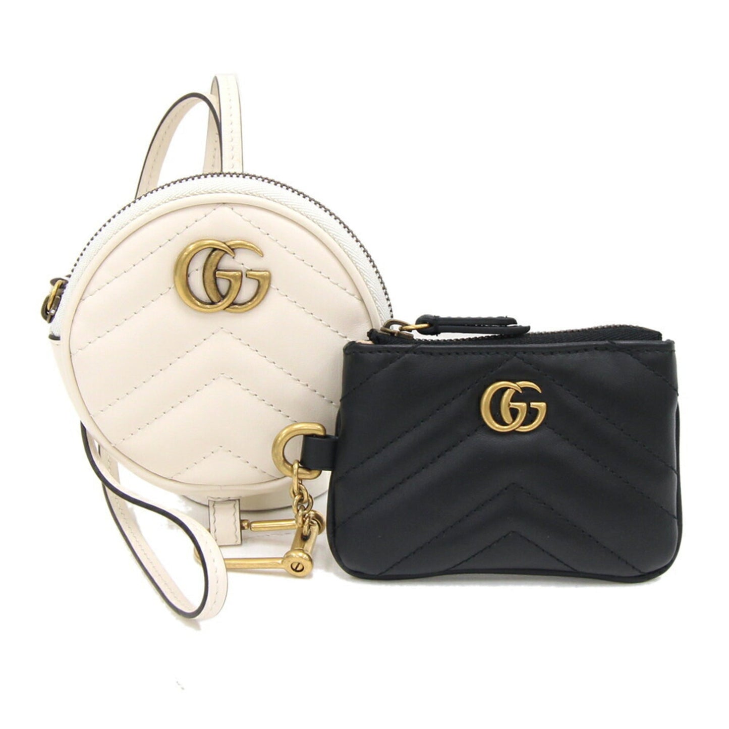 Gucci Black Off-White Leather Coin Purse/Coin Case