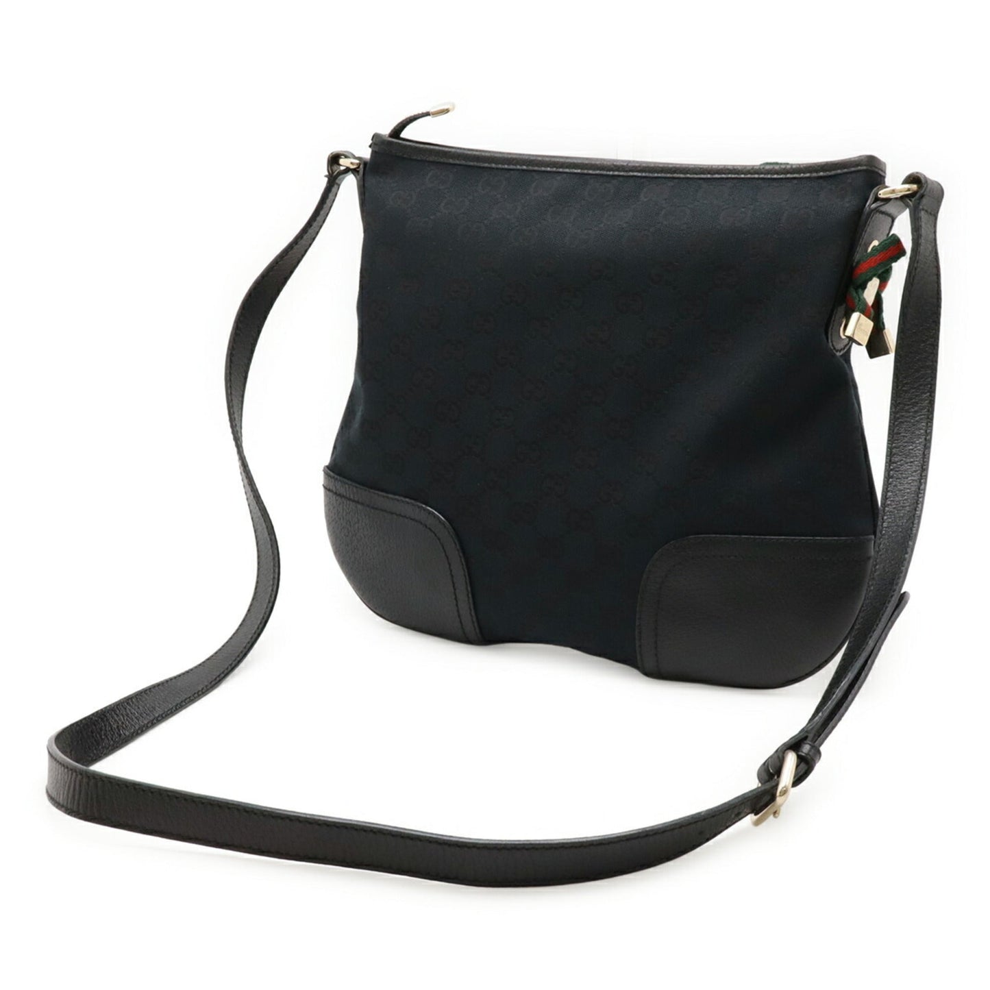 Gucci Black Green Red Color Gg Canvas Leather Shoulder Bag ( )
