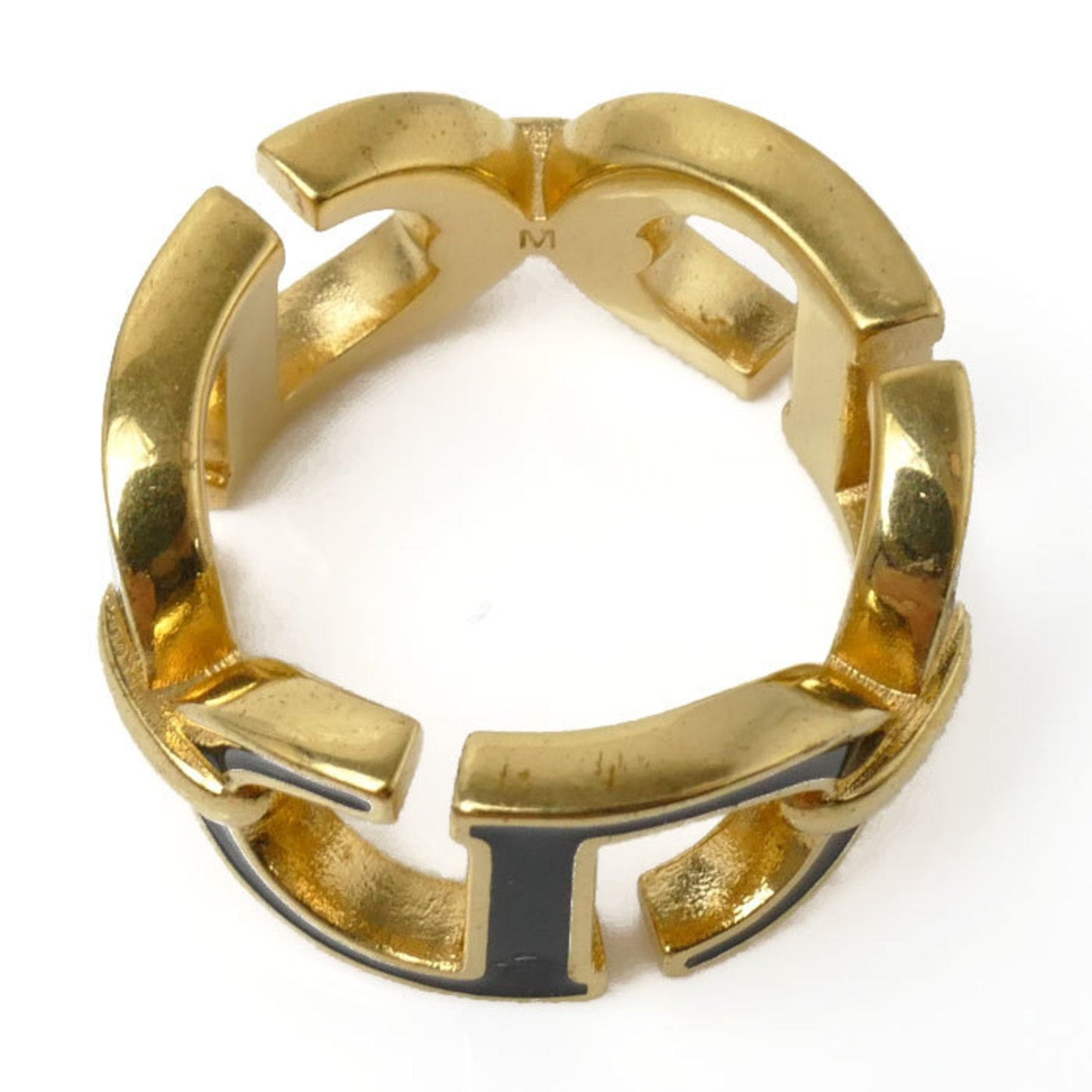 Christian Dior Gold Black Lacquer Metal Band Ring ()