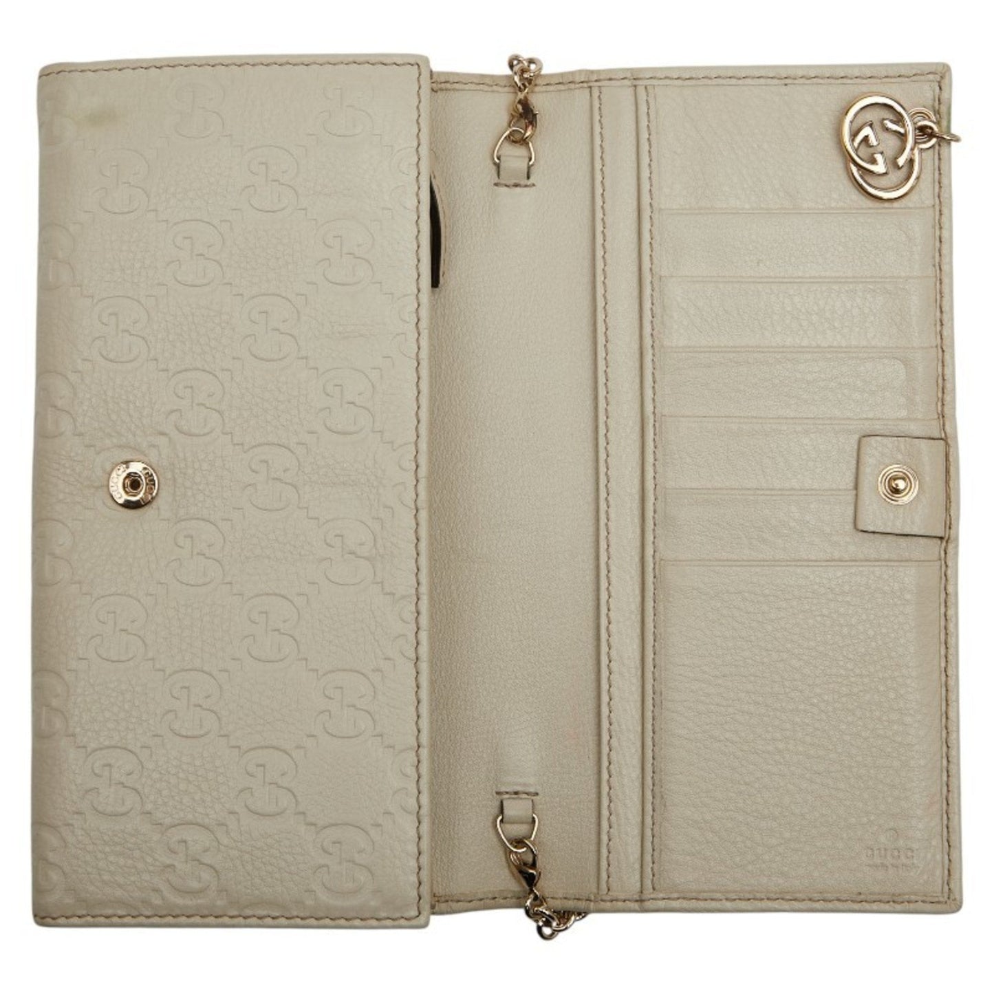 Gucci White Leather Chain/Shoulder Wallet ( )