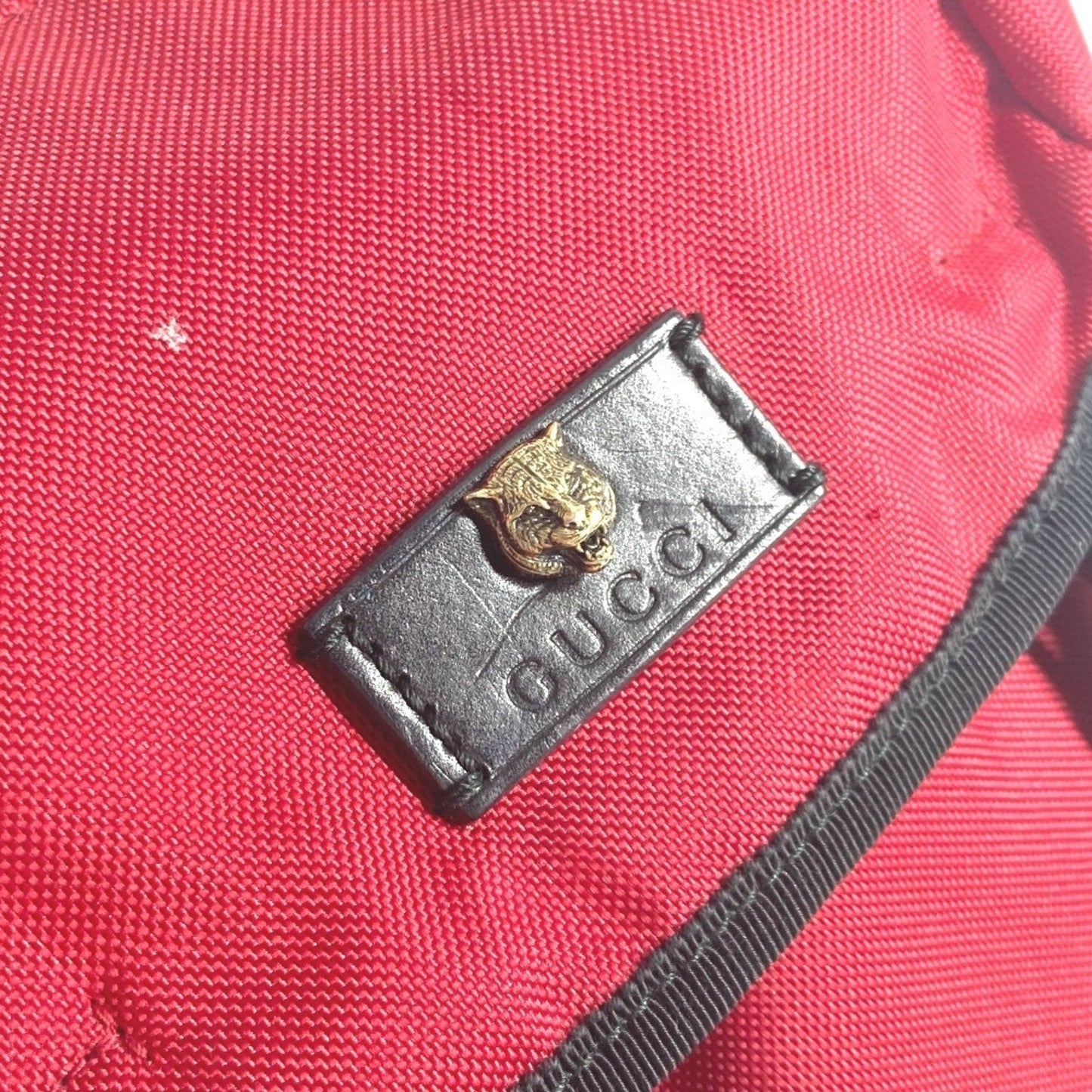 Gucci Black Red Color Nylon Canvas Backpack ( )