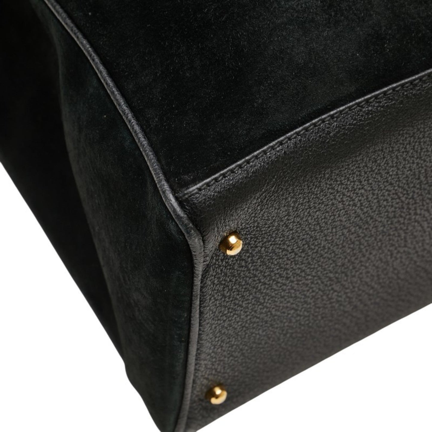 Gucci Bamboo Black Suede Leather Shoulder Bag Tote Bag ( )