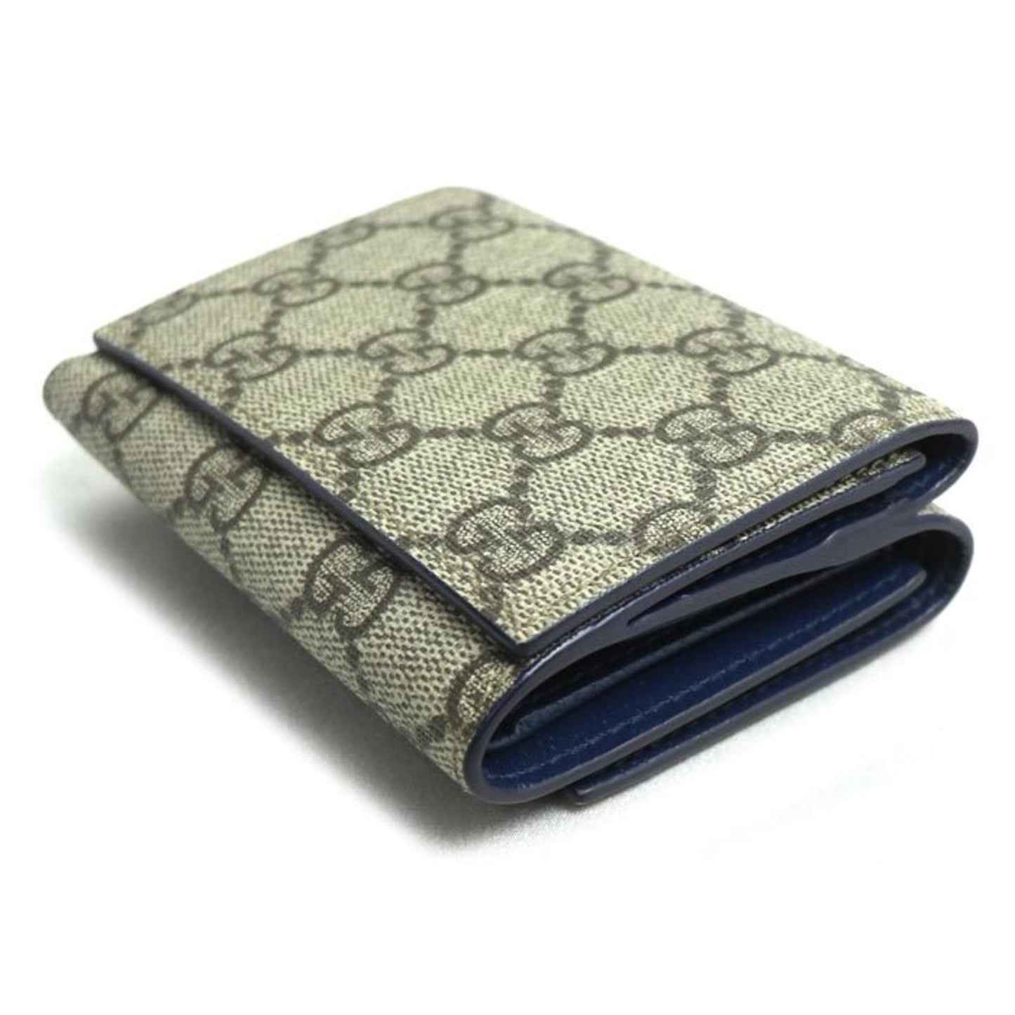 Gucci Beige Blue Gg Supreme Wallet (Tri-Fold) ( )