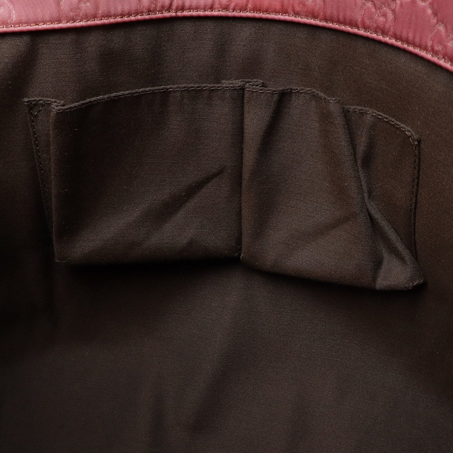 Gucci Dark Brown Pink Nylon Leather Handbag Shoulder Bag Tote Bag ( )