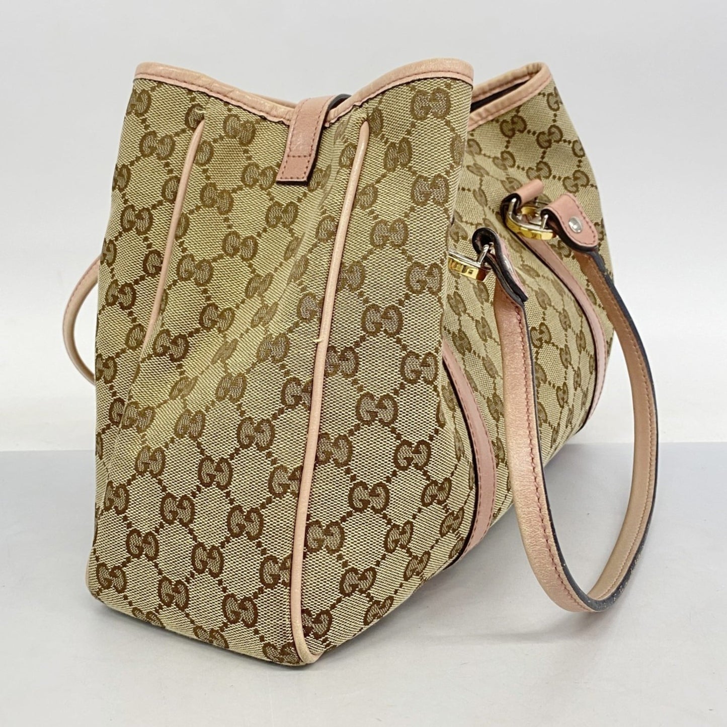 Gucci Beige Pink Canvas Tote Bag ( )