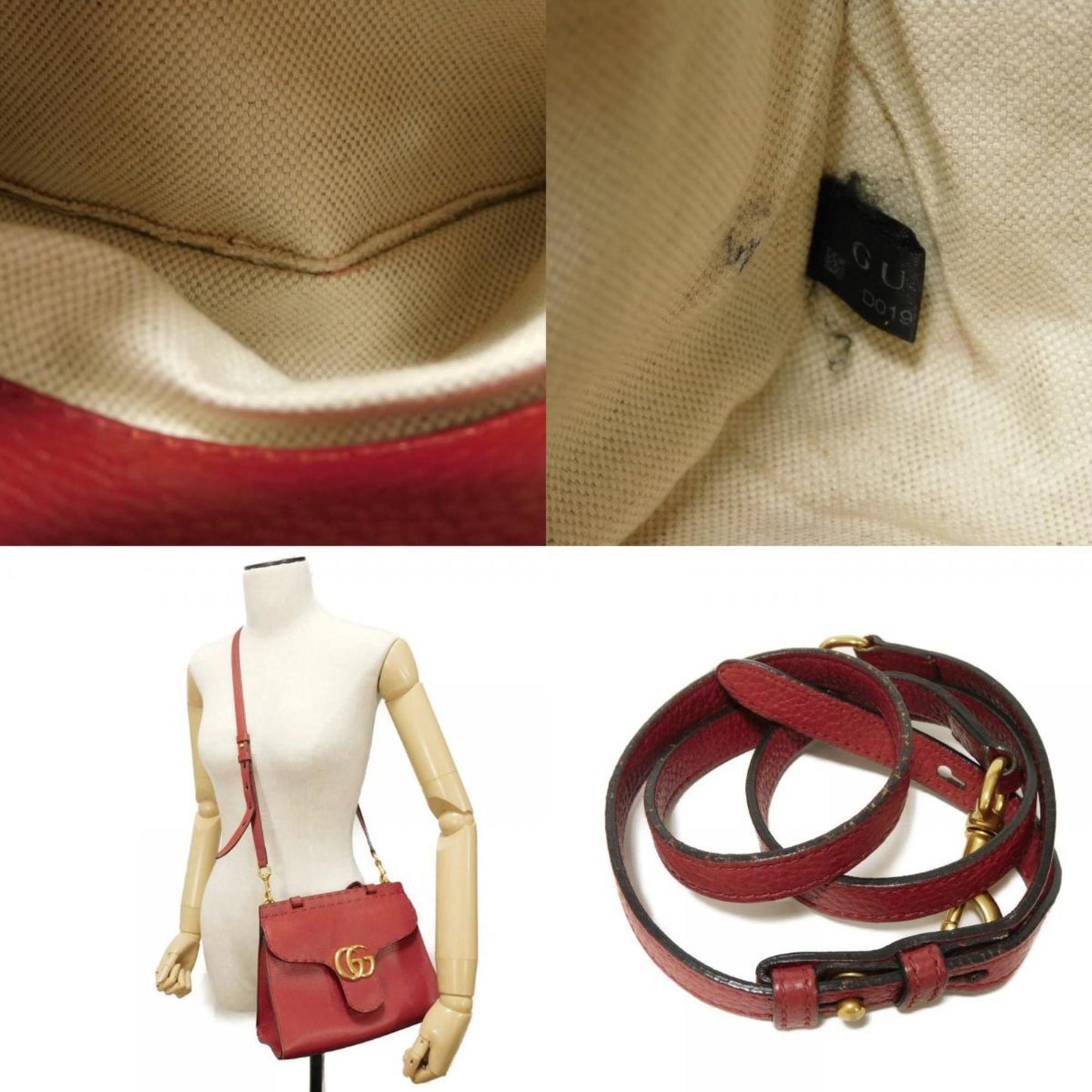 Gucci Gg Marmont Red Color Leather Handbag Shoulder Bag ( )