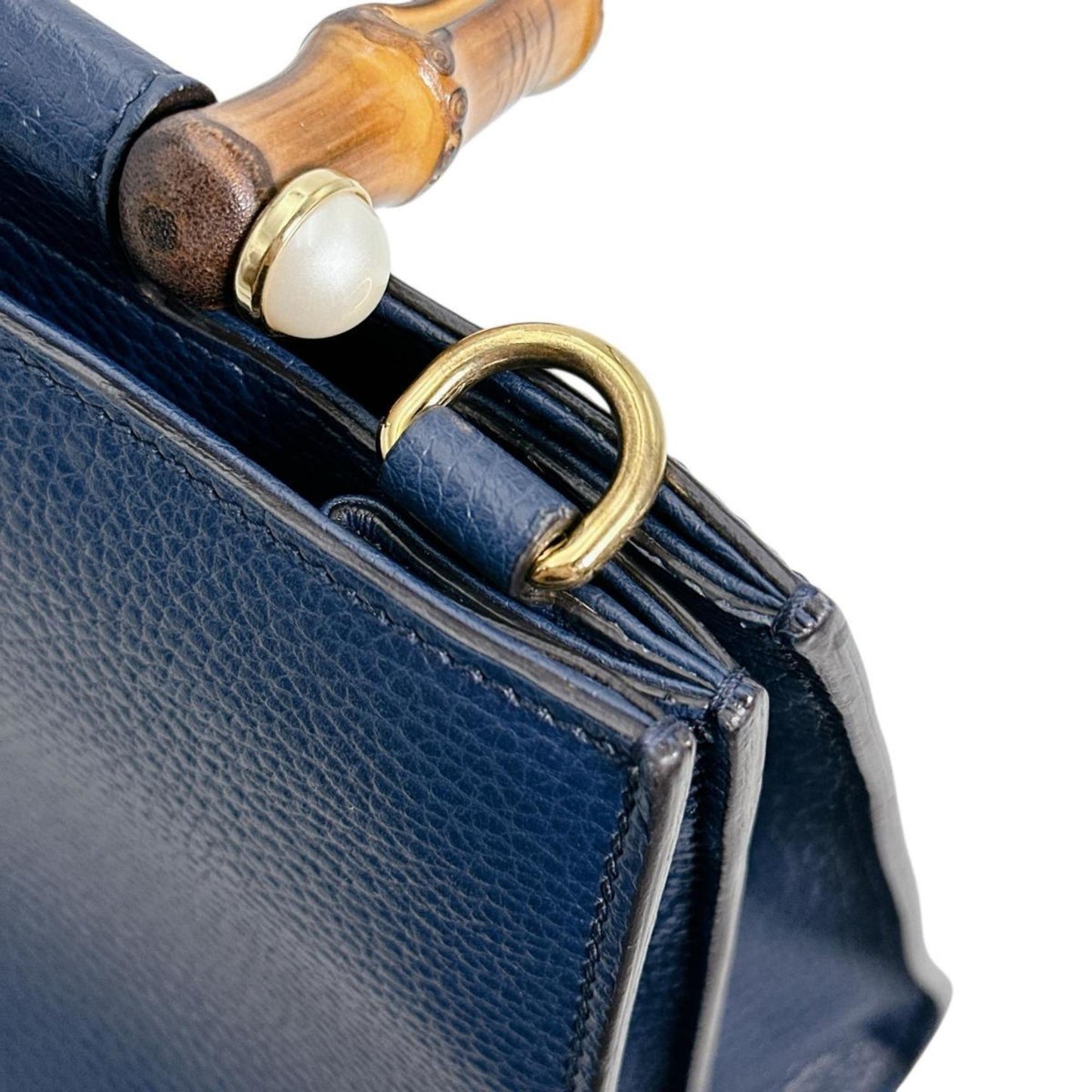 Gucci Blue Bamboo Leather Handbag ( )