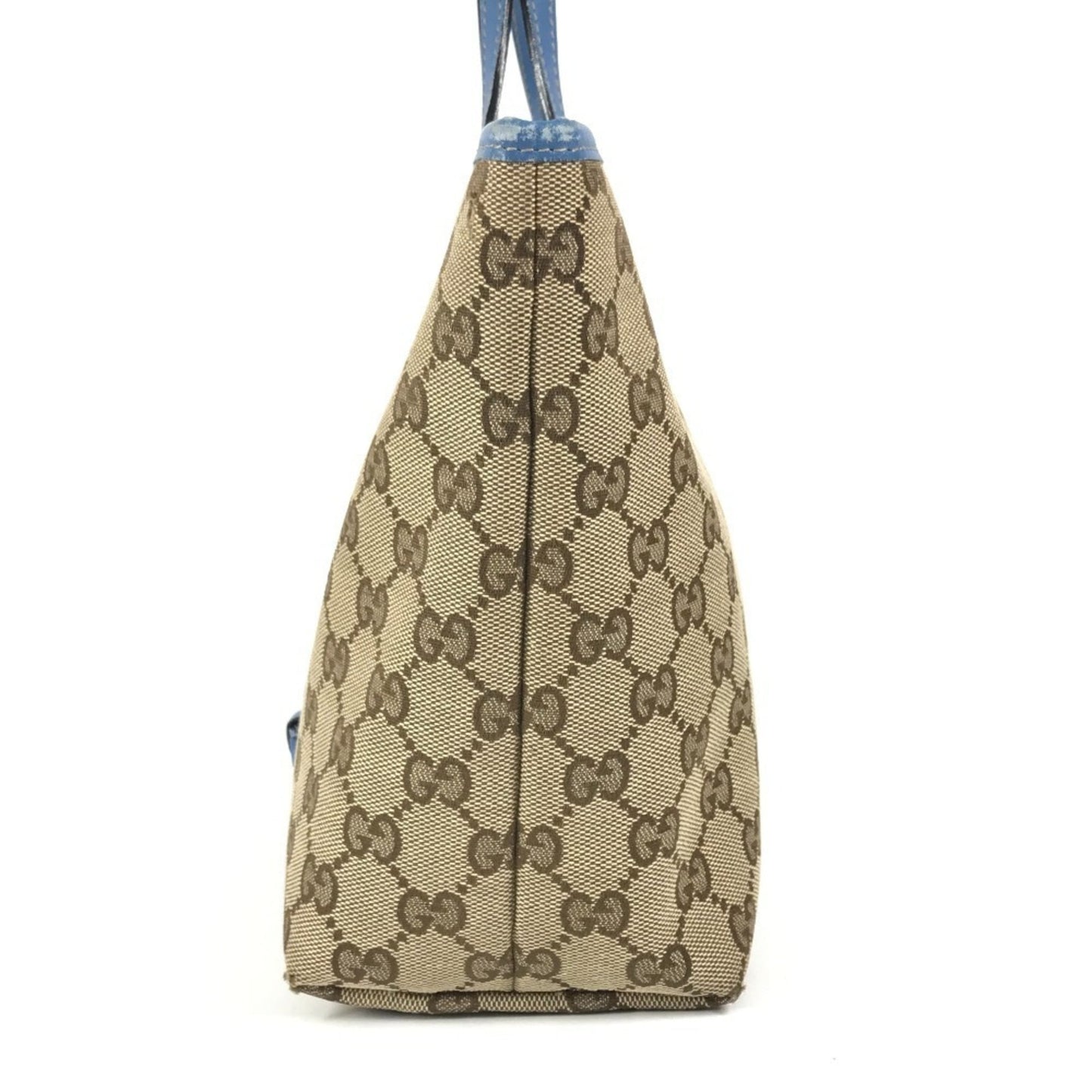 Gucci Gg Canvas Beige Blue Gg Canvas Leather Handbag Tote Bag ( )