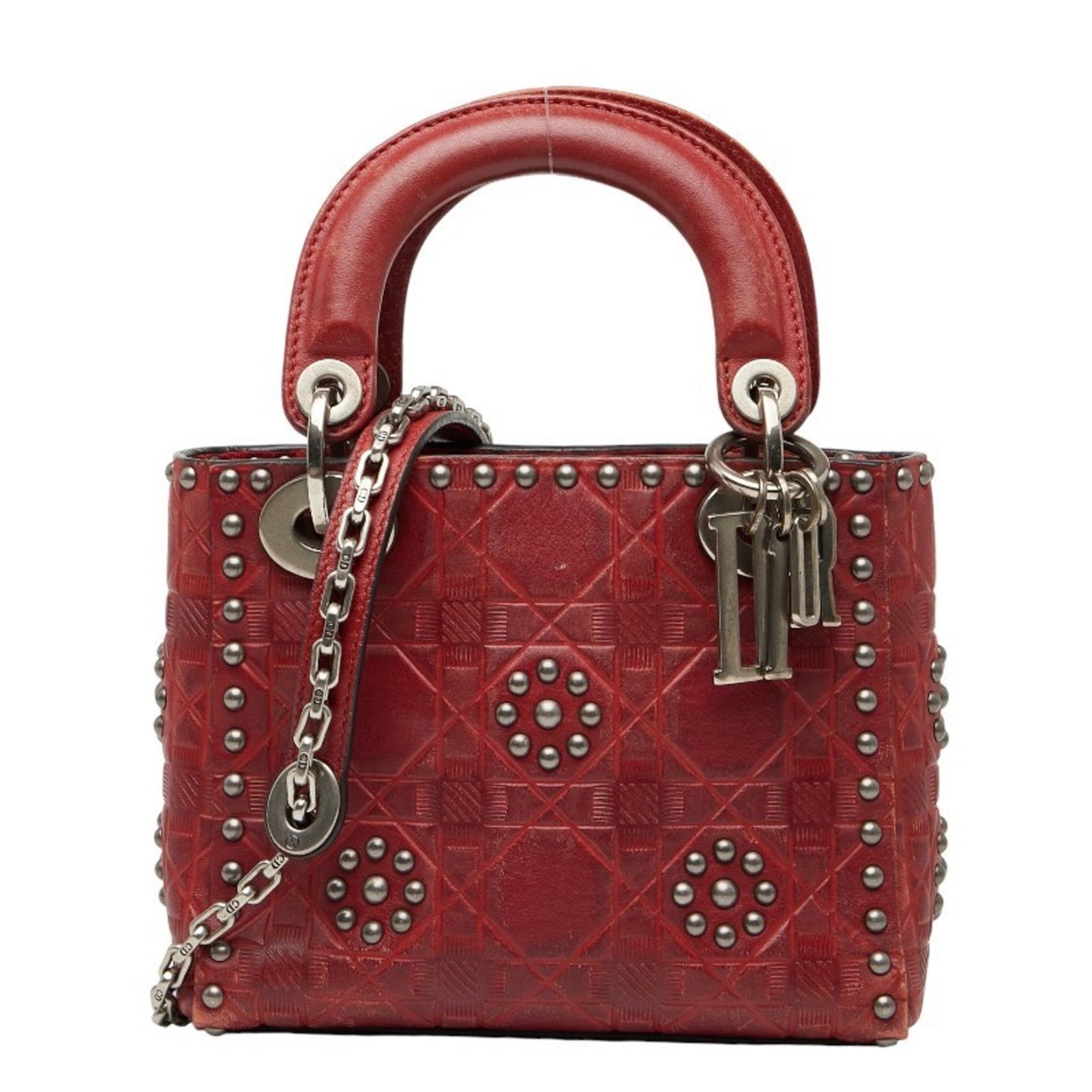 Christian Dior Lady Dior Red Color Leather Handbag Shoulder Bag ()