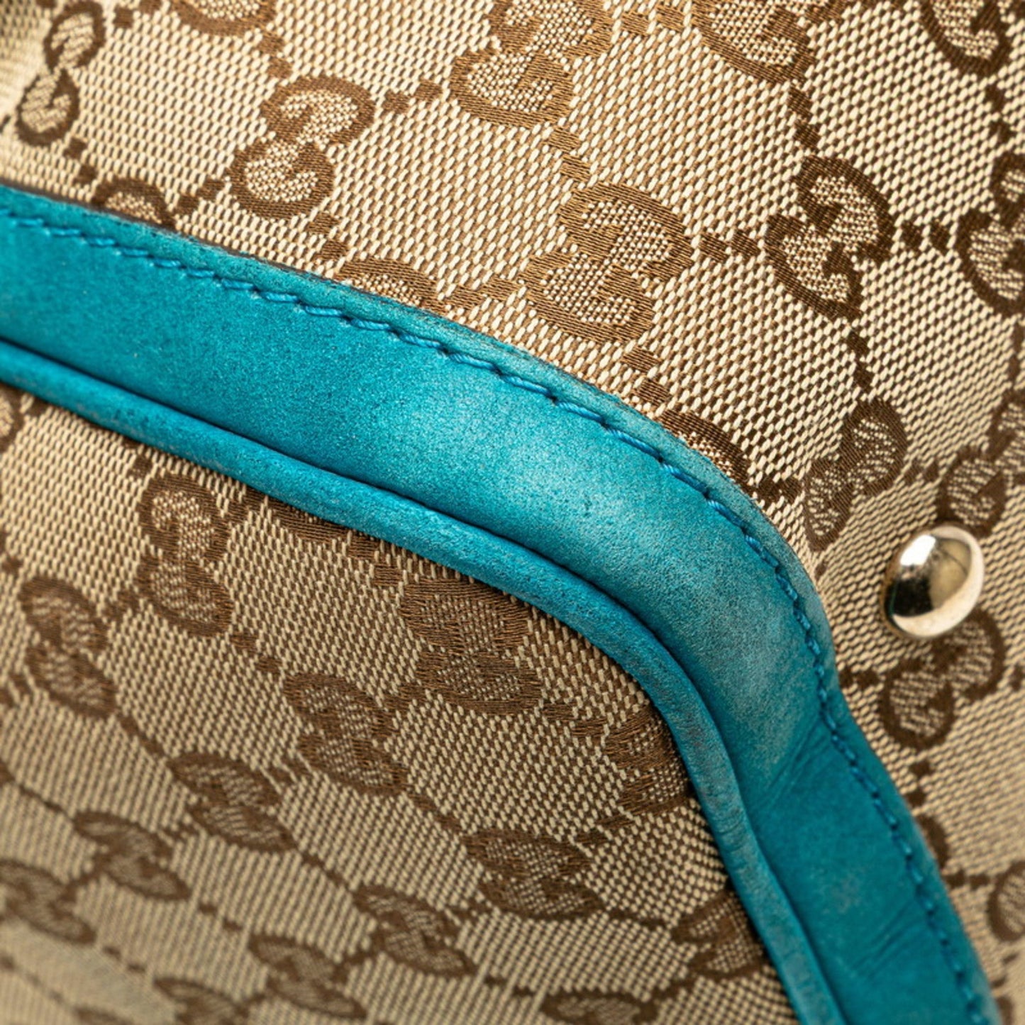 Gucci Beige Blue Gg Canvas Leather Handbag Shoulder Bag ( )