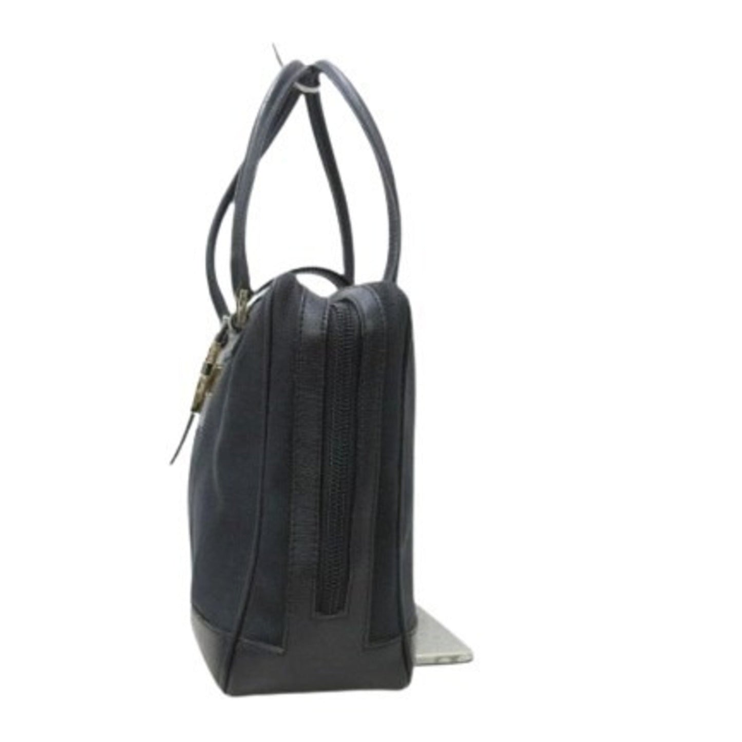 Gucci Black Canvas Leather Handbag Shoulder Bag Tote Bag ( )