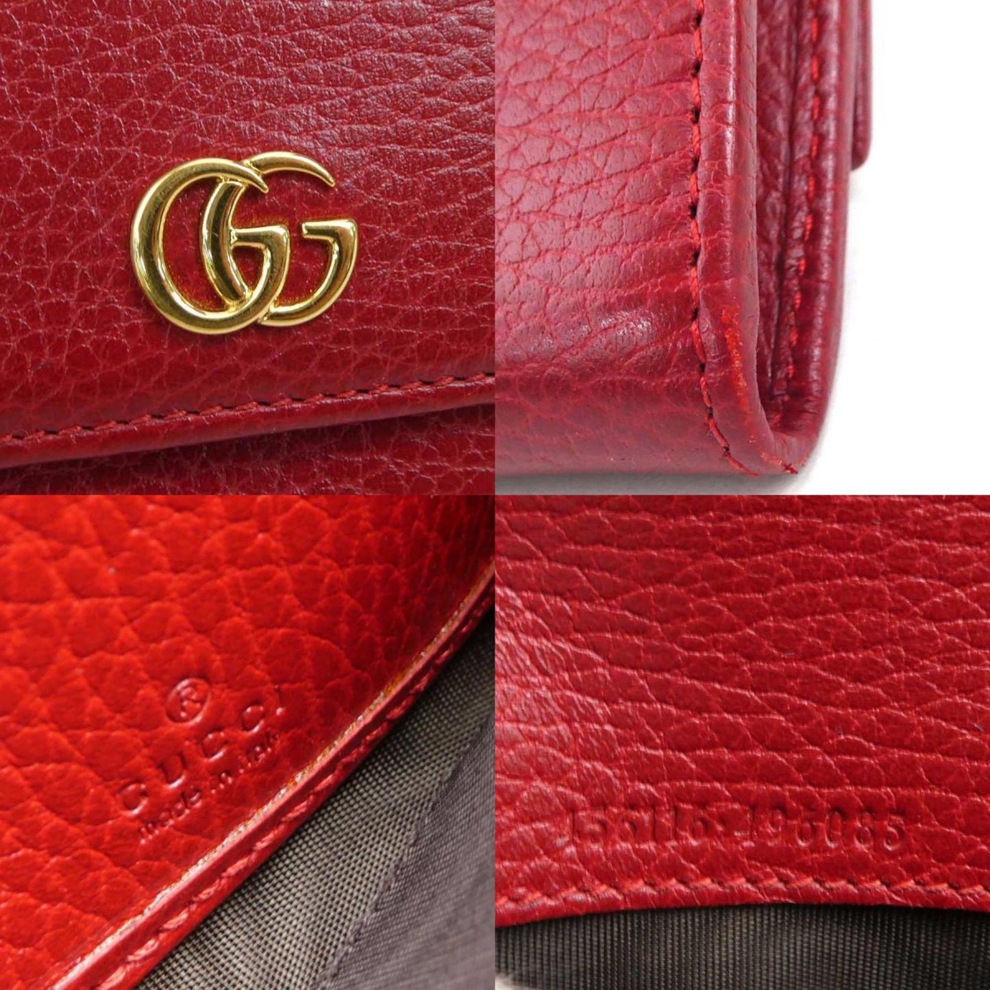 Gucci Red Color Leather Long Wallet (Bi-Fold) ( )