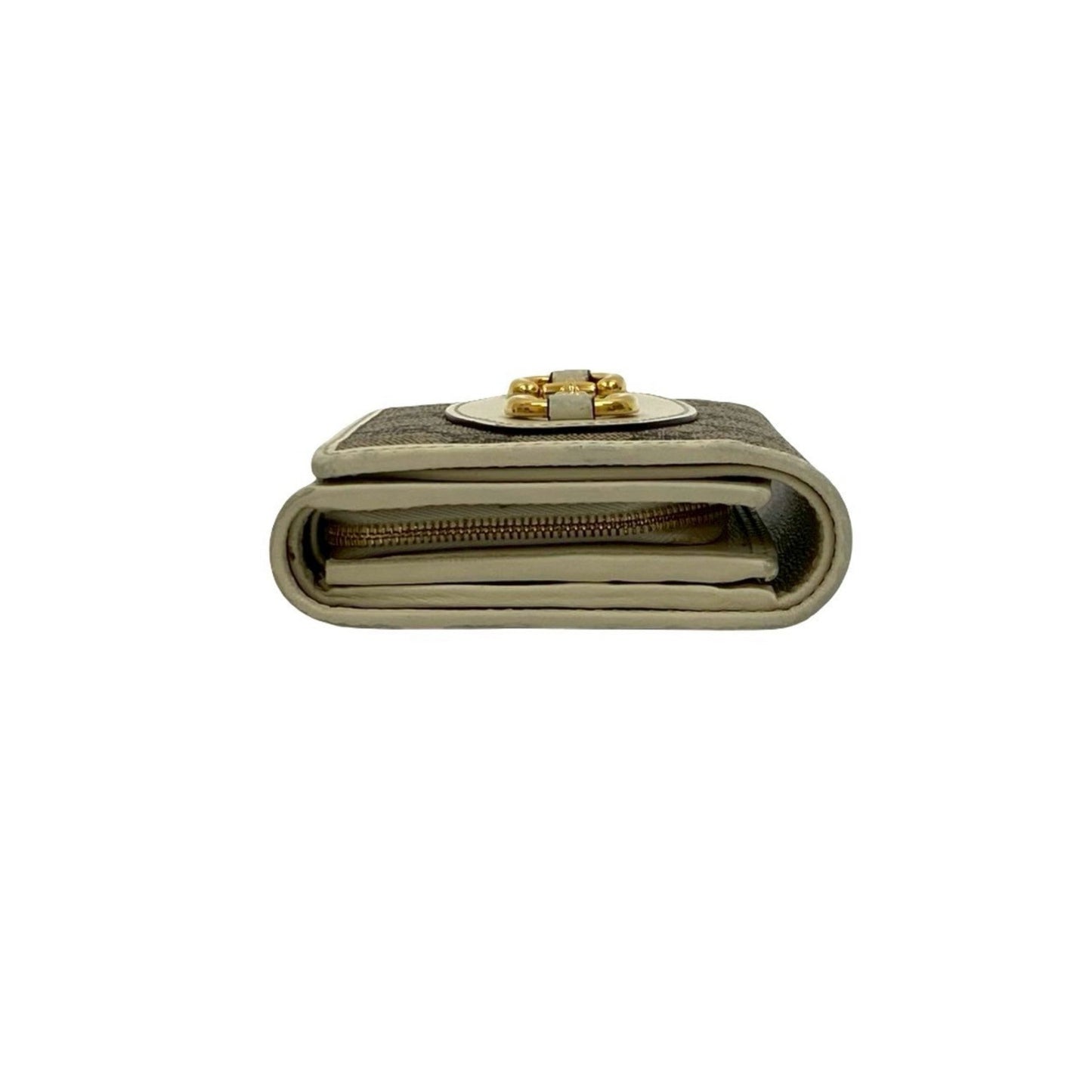Gucci Brown White Leather Pvc Wallet (Bi-Fold) ( )