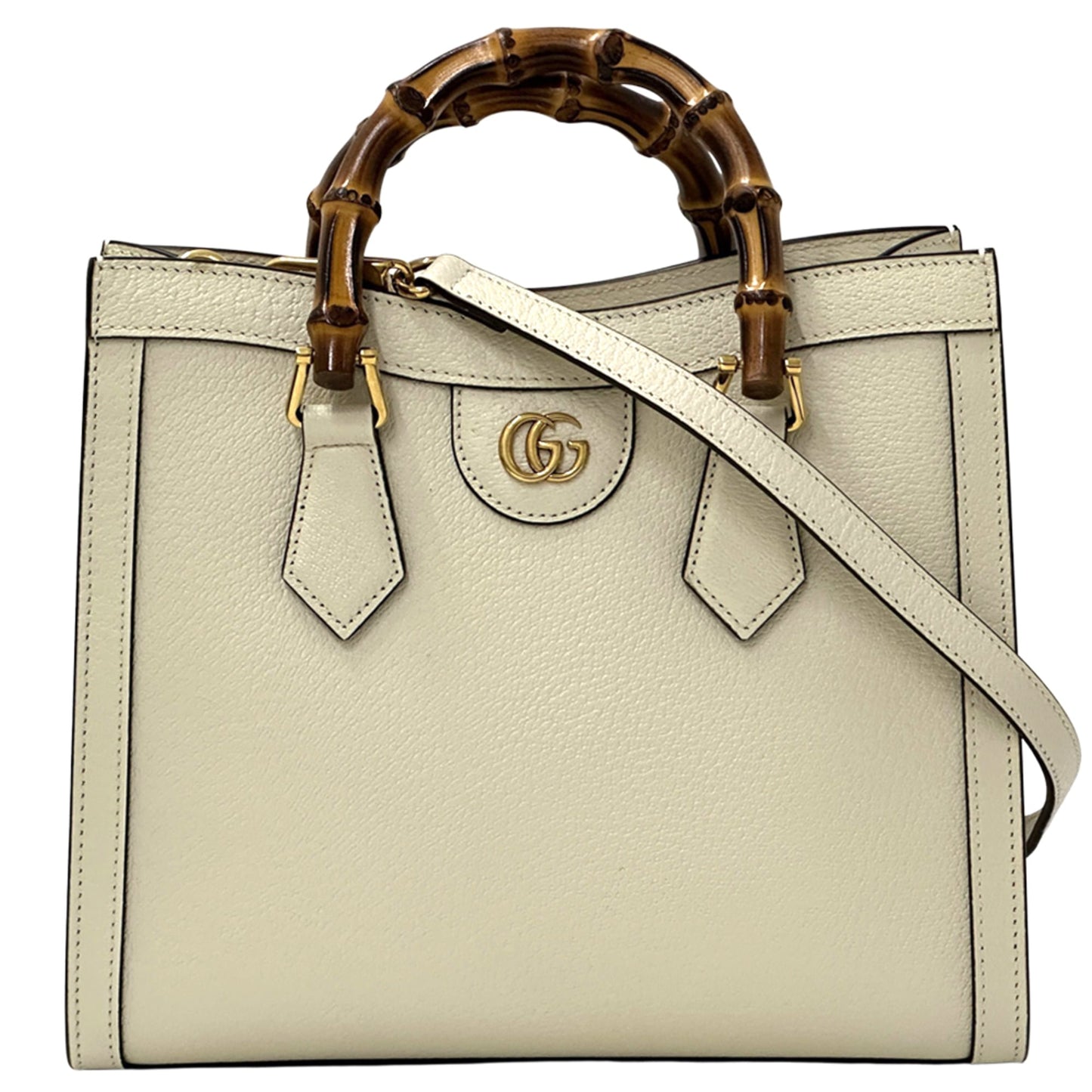 Gucci Bamboo White Leather Handbag Shoulder Bag ( )